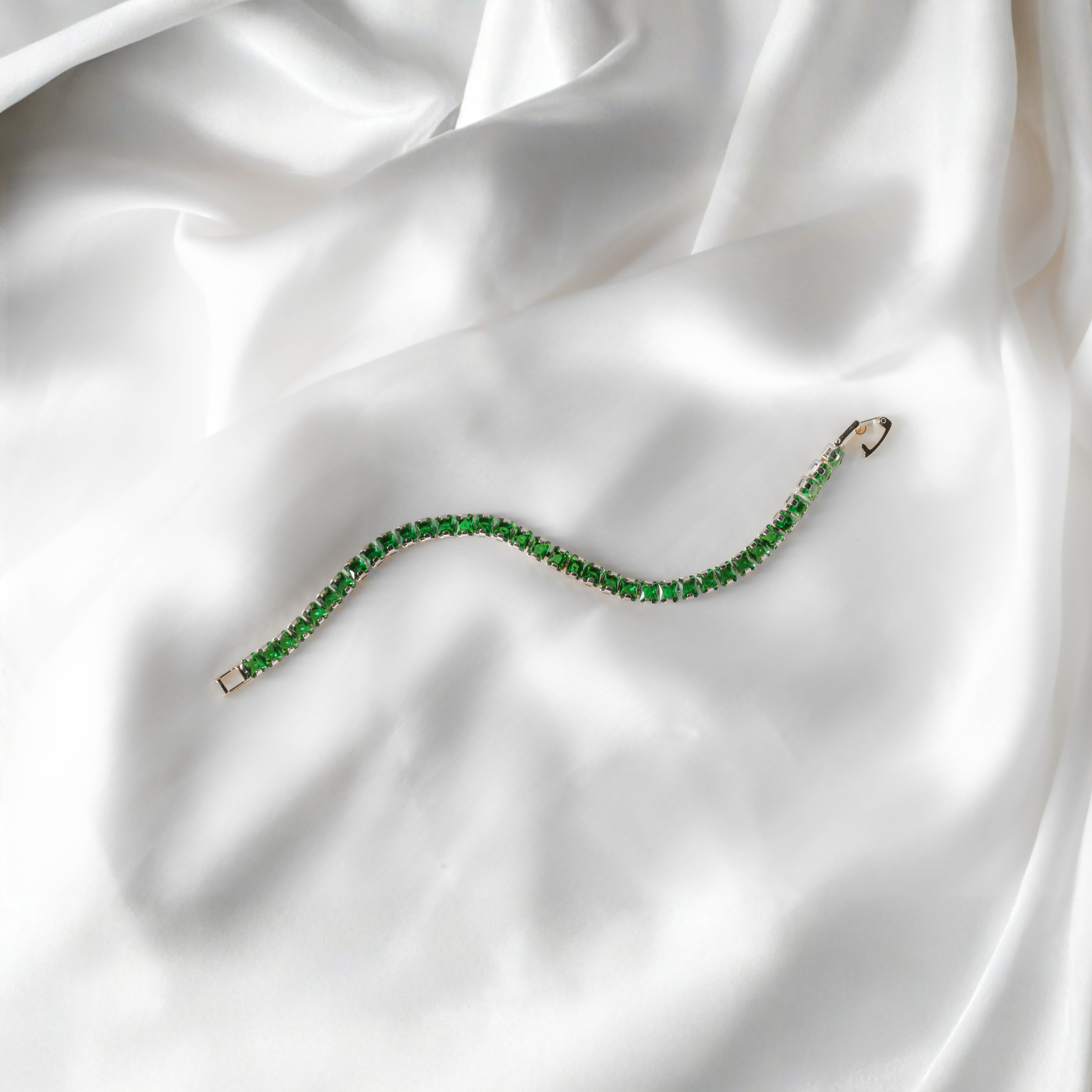 Emerald Mist Tennis Bracelet | Elegant Green Crystal Bracelet