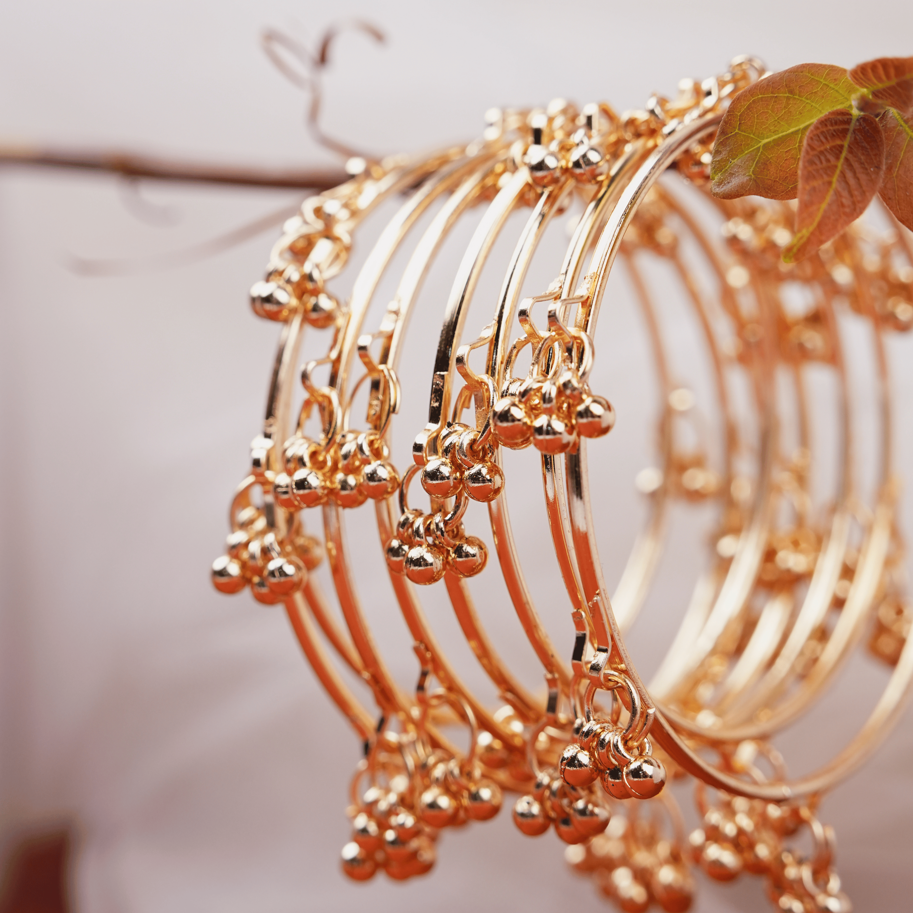 Ghungroo Charm Bangles Set | Gold-Toned Traditional Ghungroo Ethnic Bangles for Women