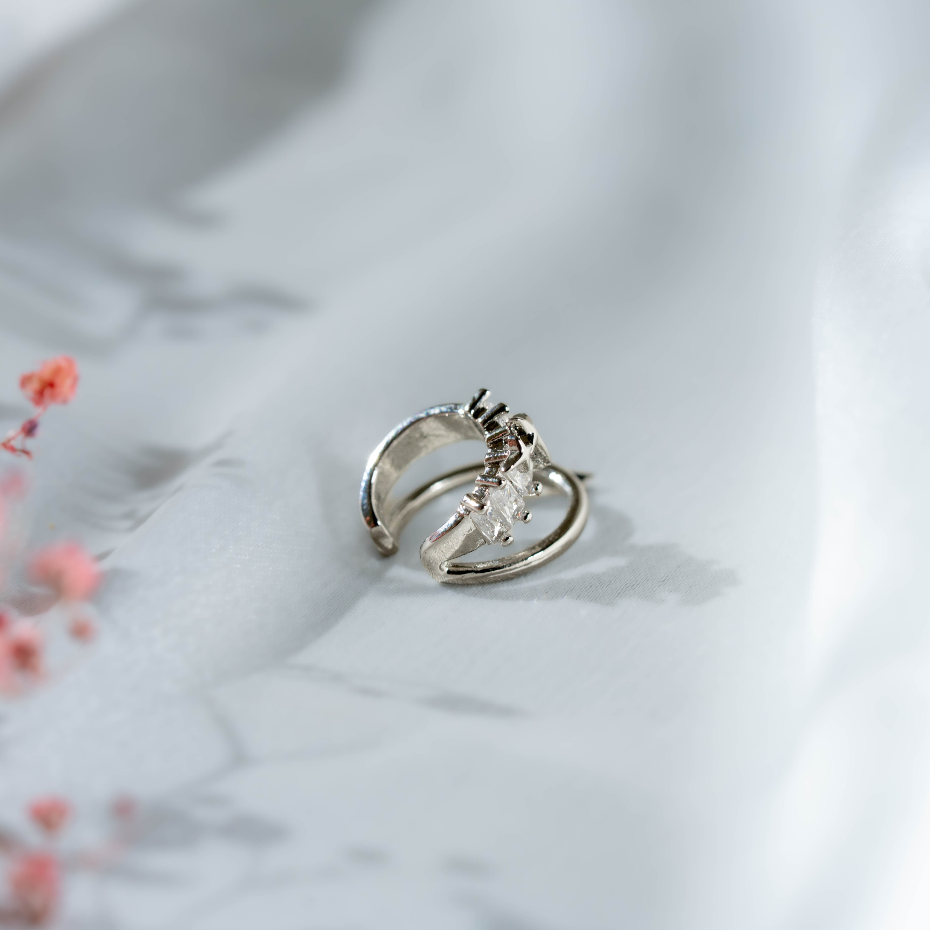 Royal Baguette Ear Cuff | Gold & Silver Two-Tone Statement Jewelry