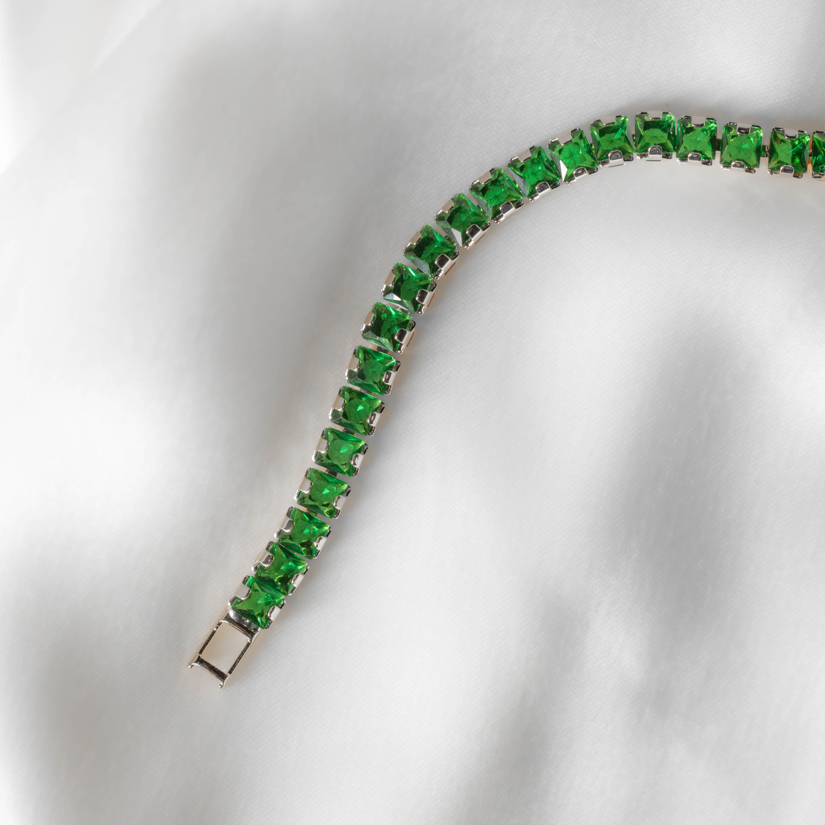 Emerald Mist Tennis Bracelet | Elegant Green Crystal Bracelet