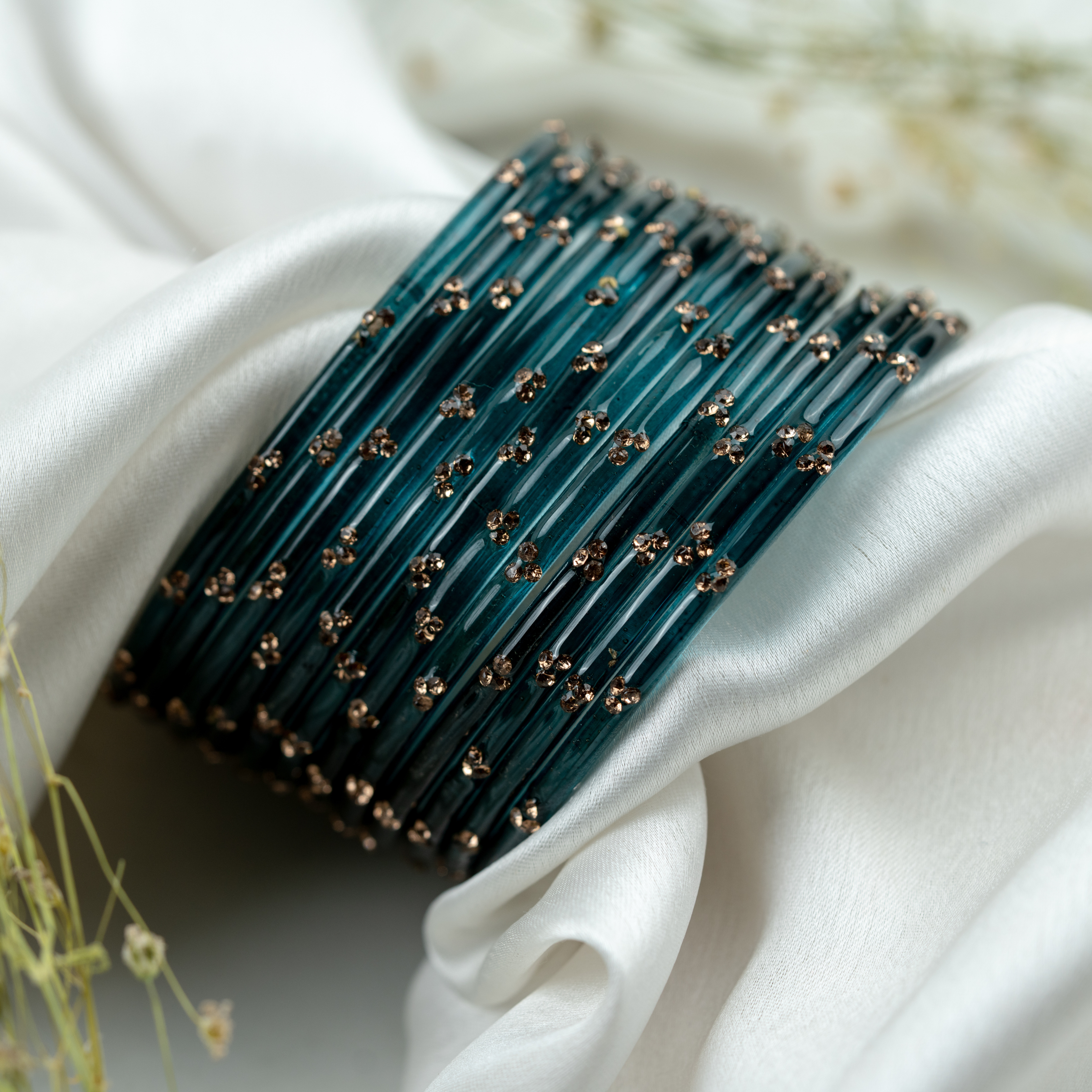 Deep Teal Mayurika Bangles Set | Elegant Traditional Designer Bangles for Women