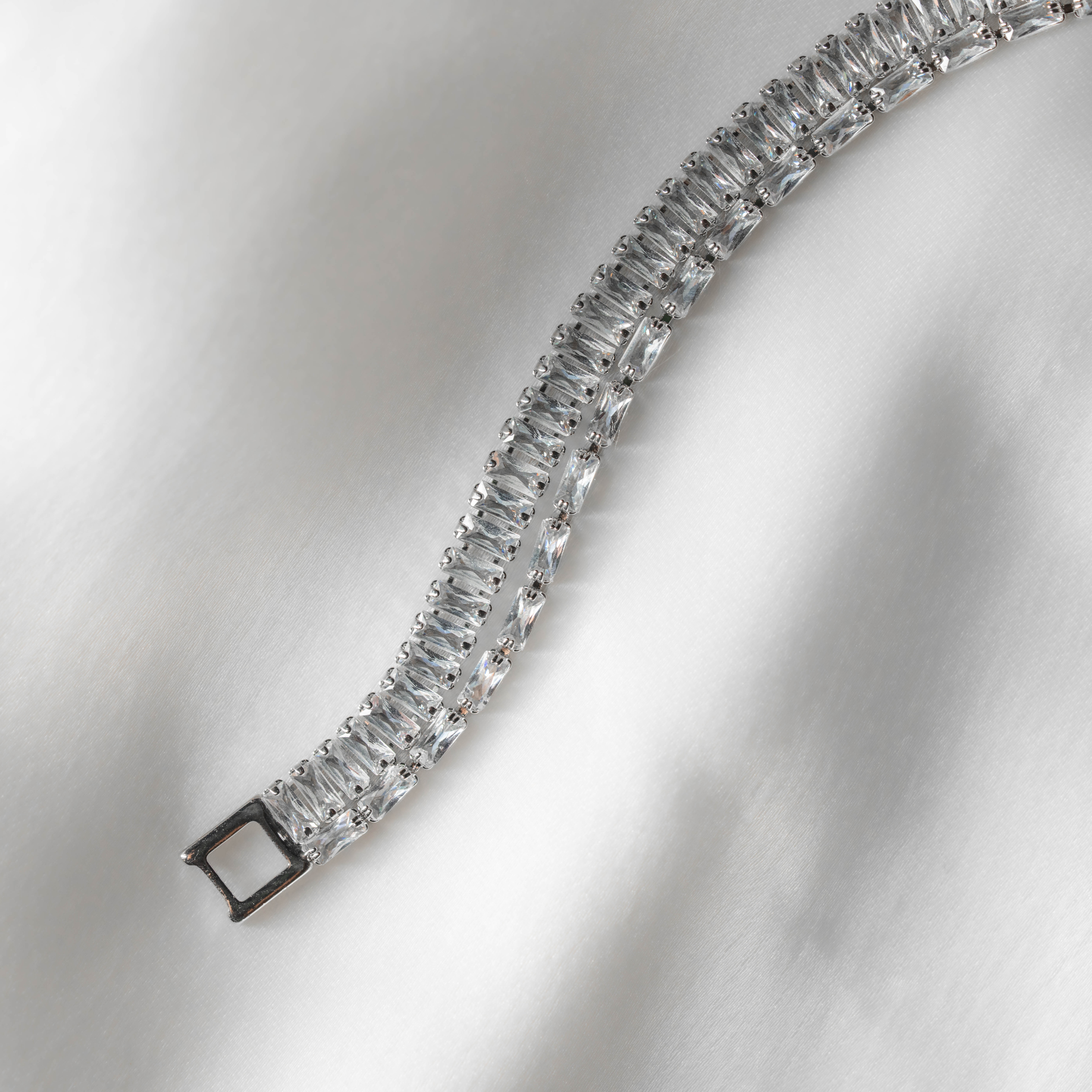 Crystal Tennis Bracelet | Elegant Silver-Tone Sparkle Bracelet