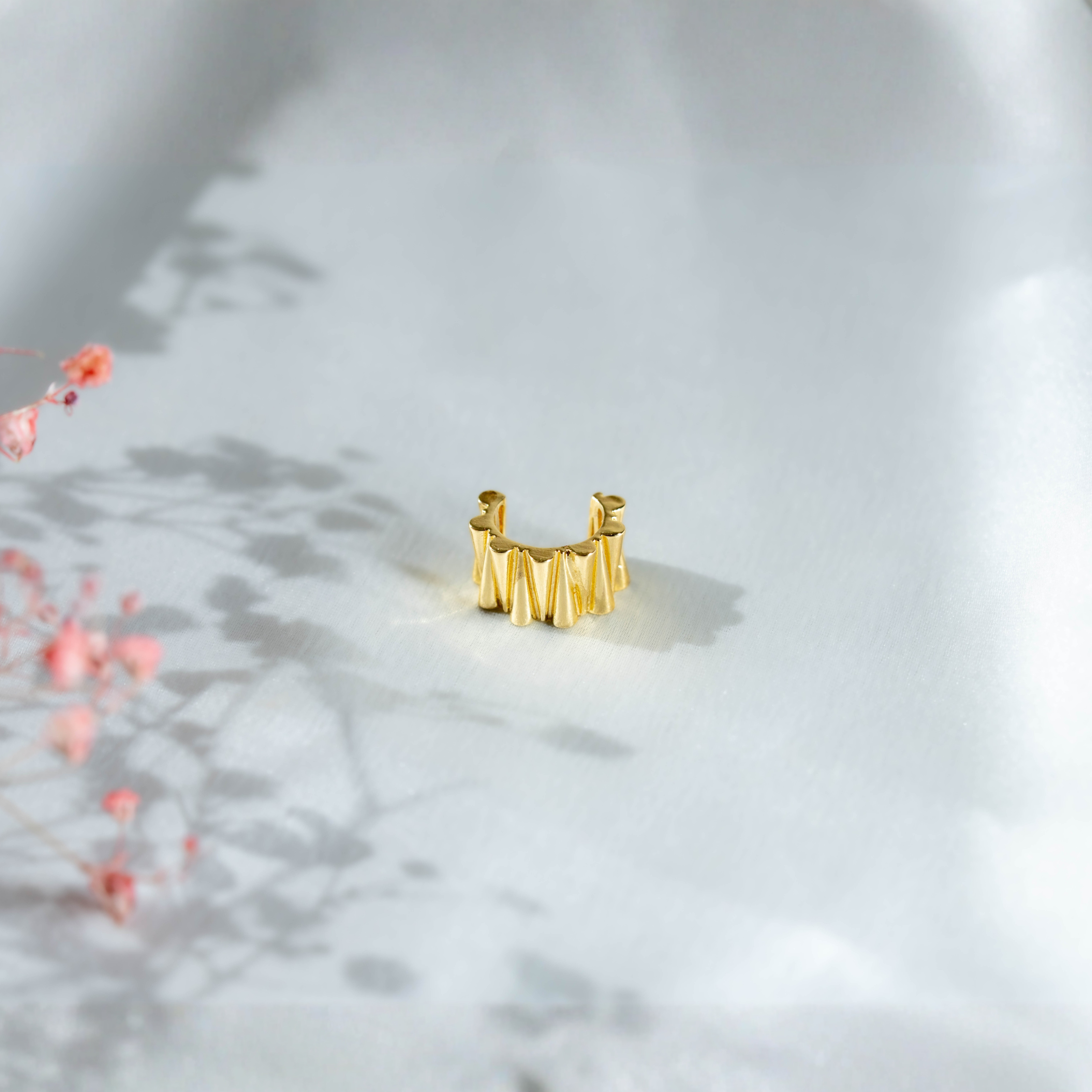 Plated Origami Ear Cuff | Sculptural Gold-Tone Statement Jewelry