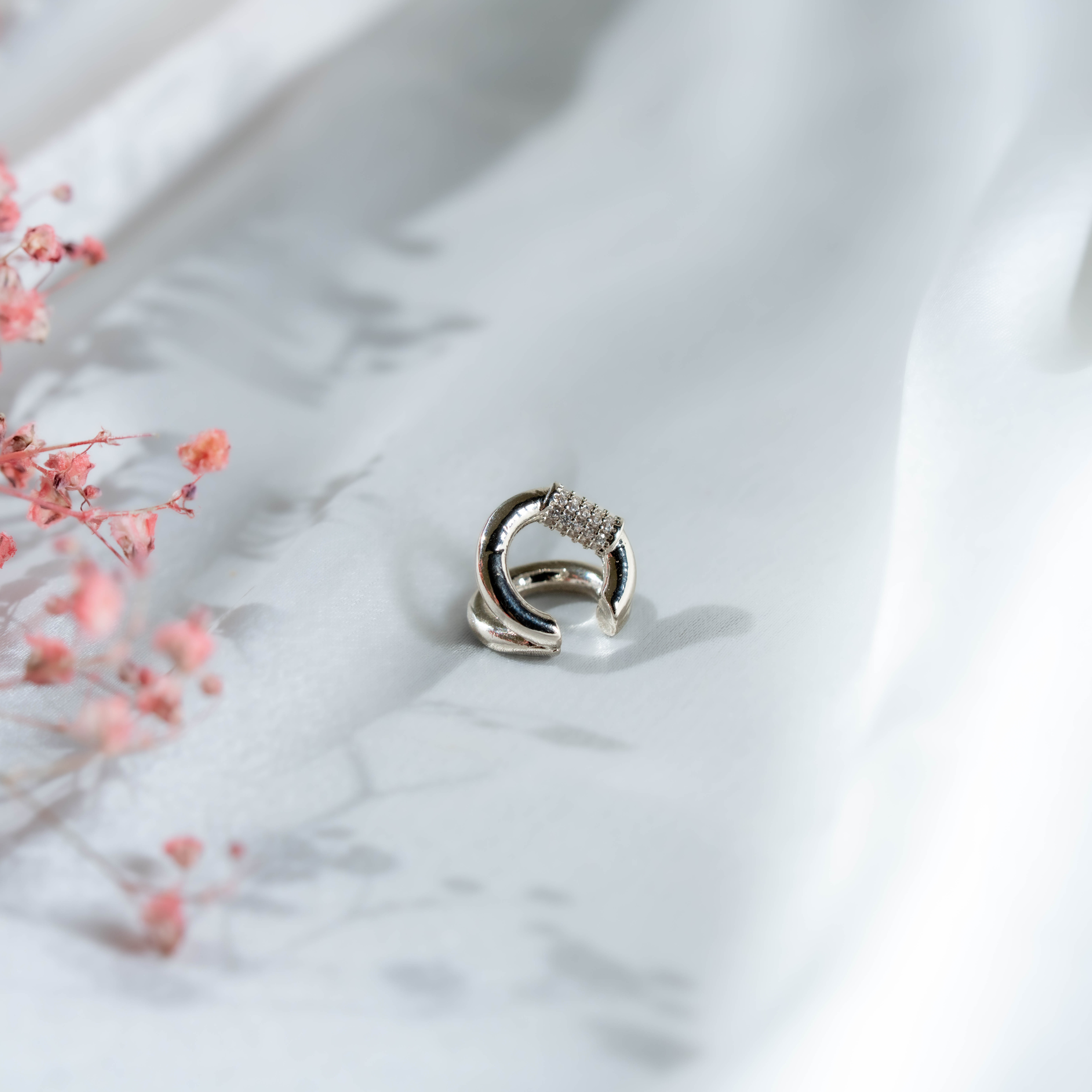 Cyber Croissant Cuff | Elegant Double-Layer Crystal Ear Cuff for Women