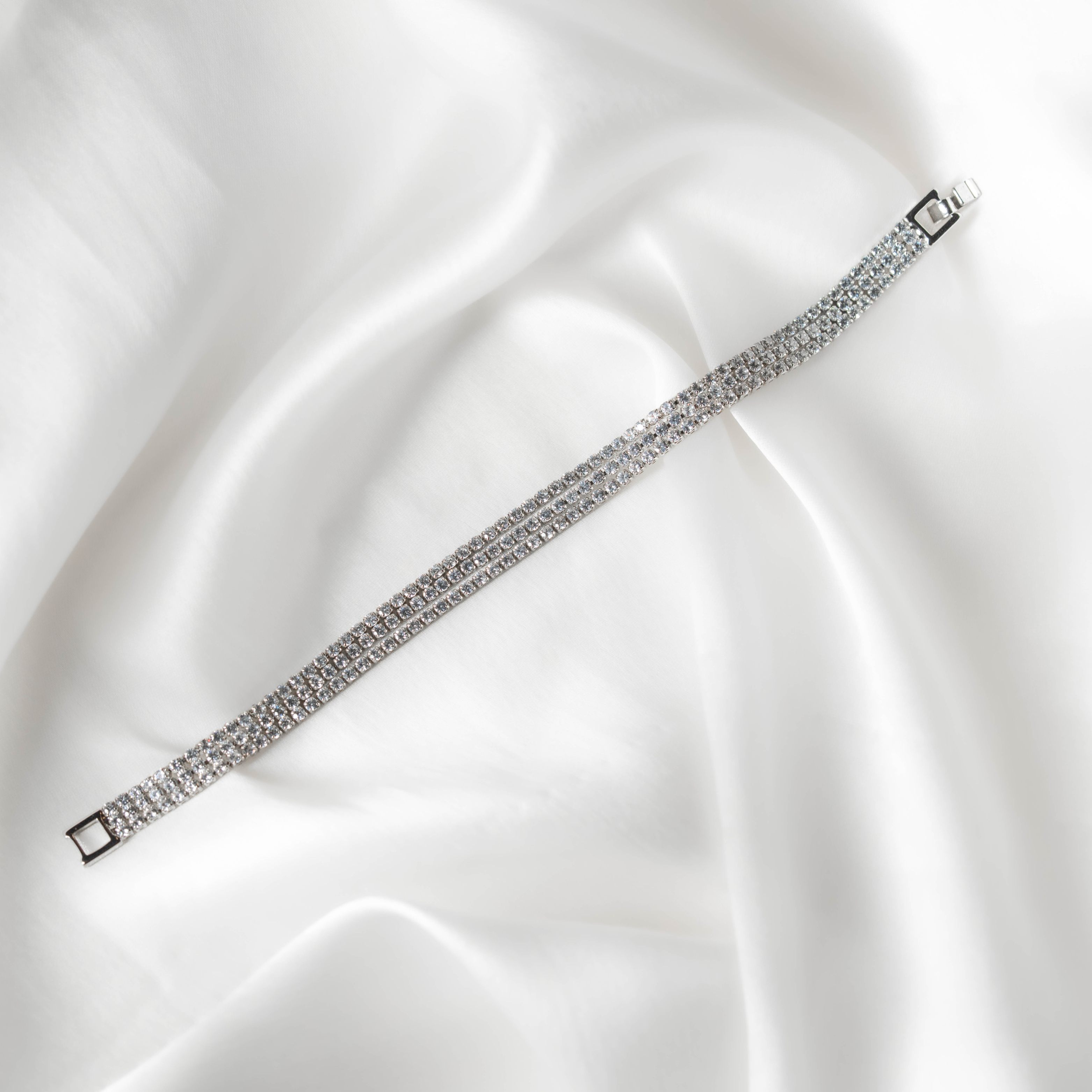 Moonlight Tennis Bracelet | Elegant Silver-Toned Crystal Bracelet
