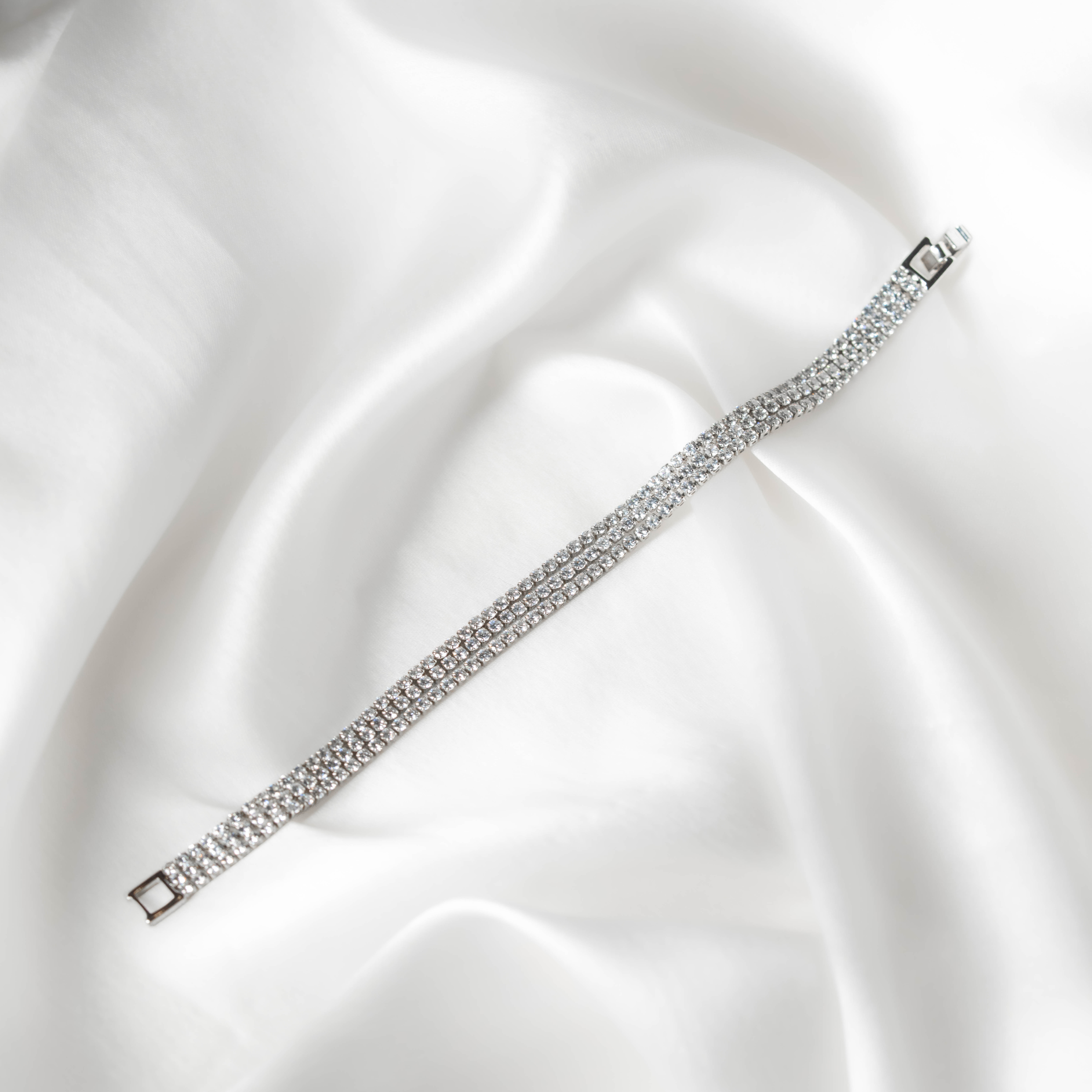 Moonlight Tennis Bracelet | Elegant Silver-Toned Crystal Bracelet