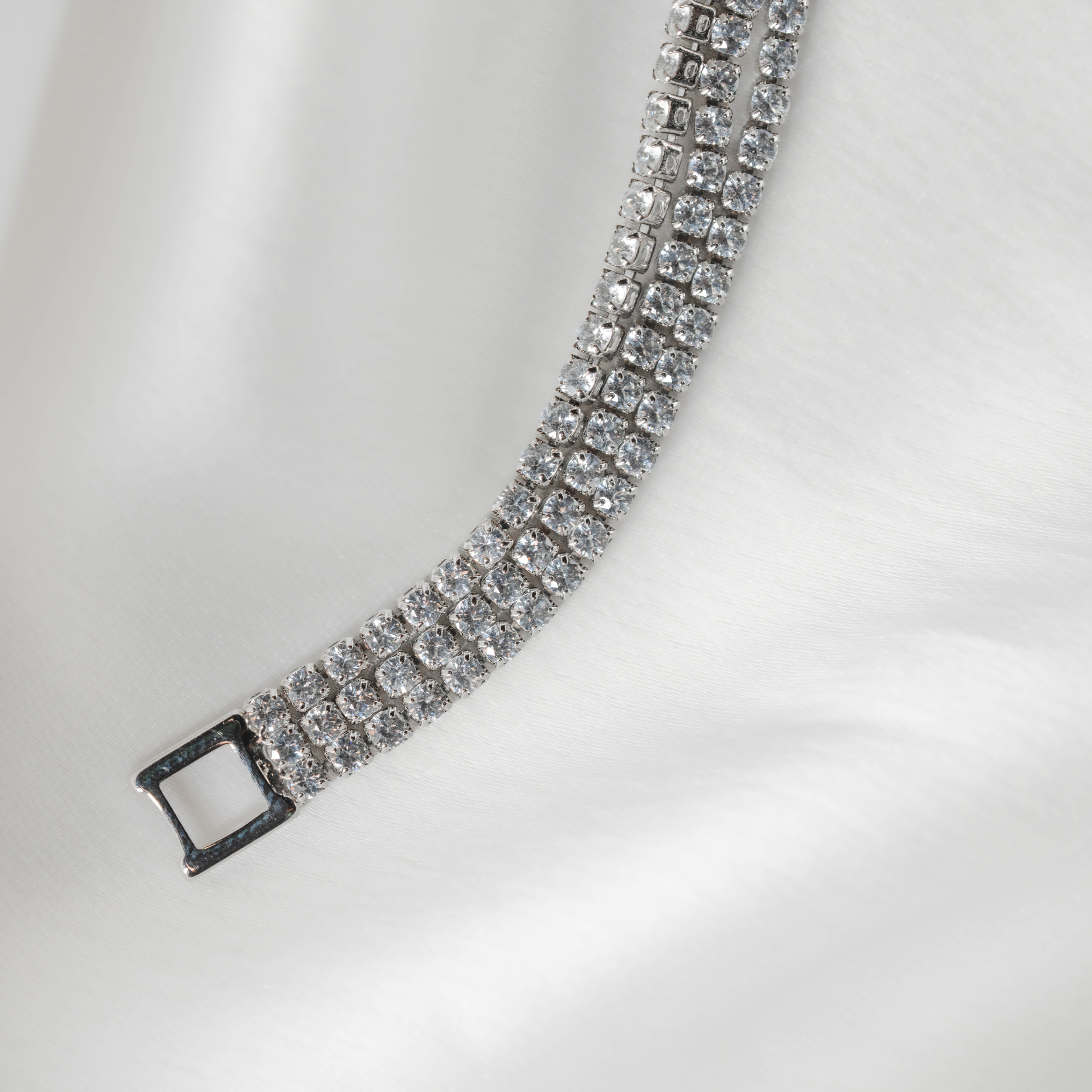 Moonlight Tennis Bracelet | Elegant Silver-Toned Crystal Bracelet