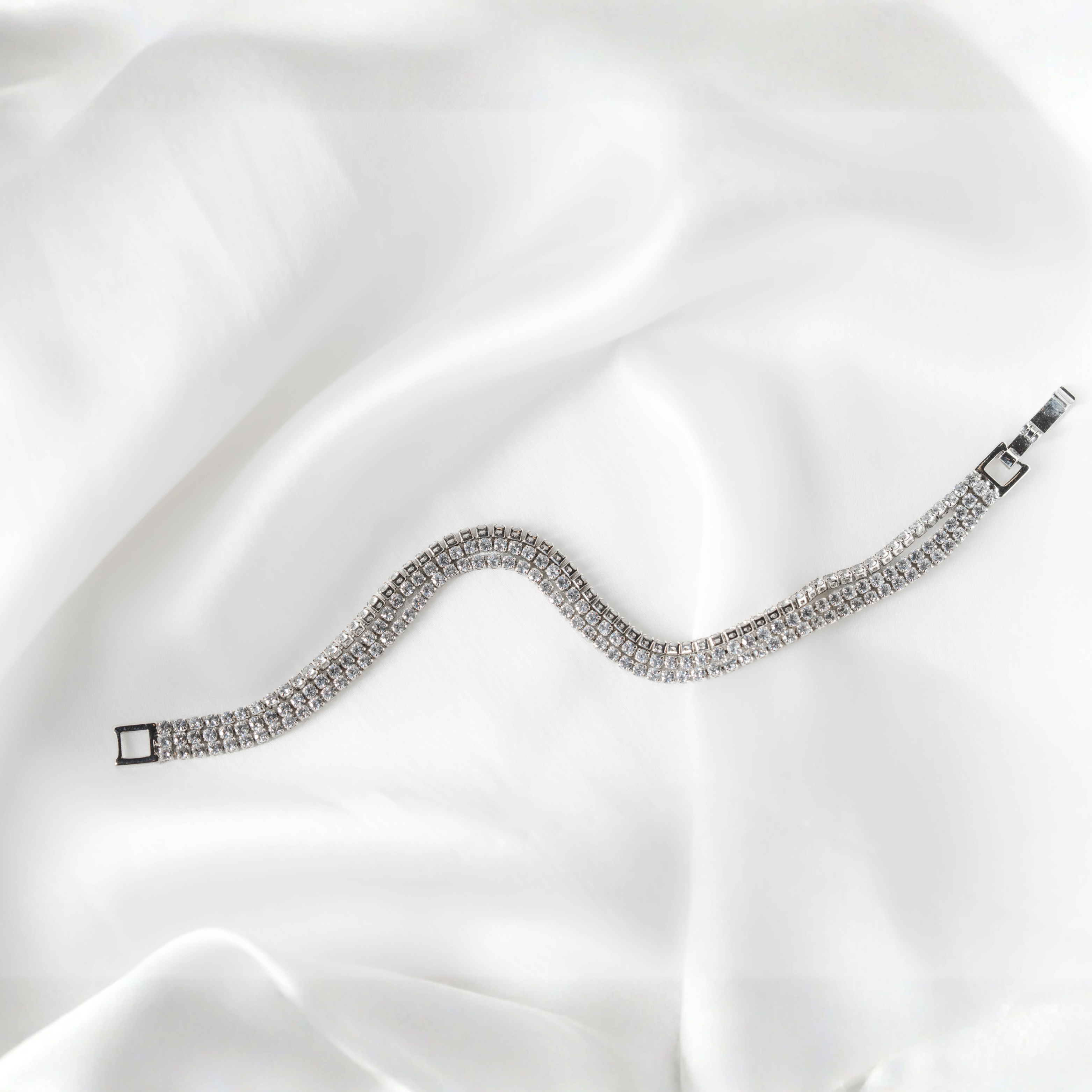 Moonlight Tennis Bracelet | Elegant Silver-Toned Crystal Bracelet