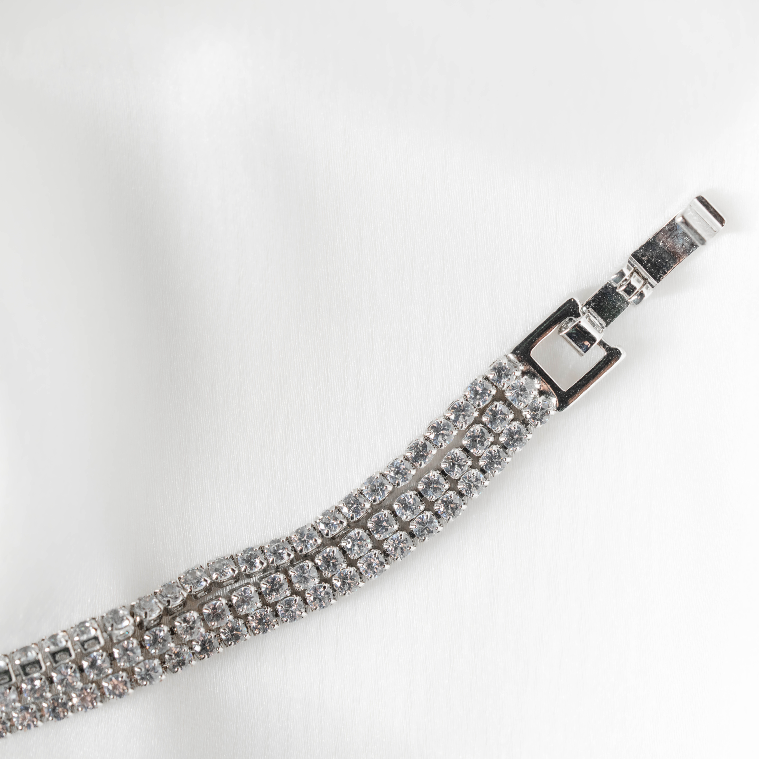 Moonlight Tennis Bracelet | Elegant Silver-Toned Crystal Bracelet