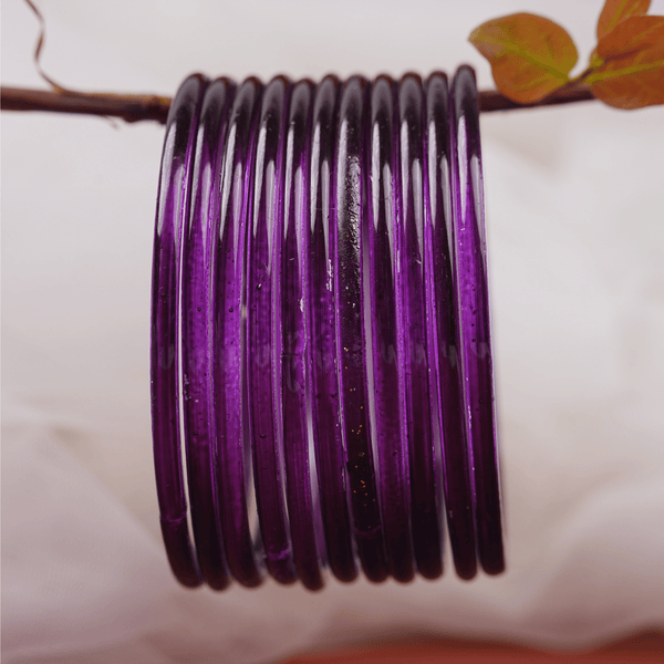 Noor-E-Jamuni Glass Bangles Set | Royal Purple Glossy Ethnic Bangles for Women