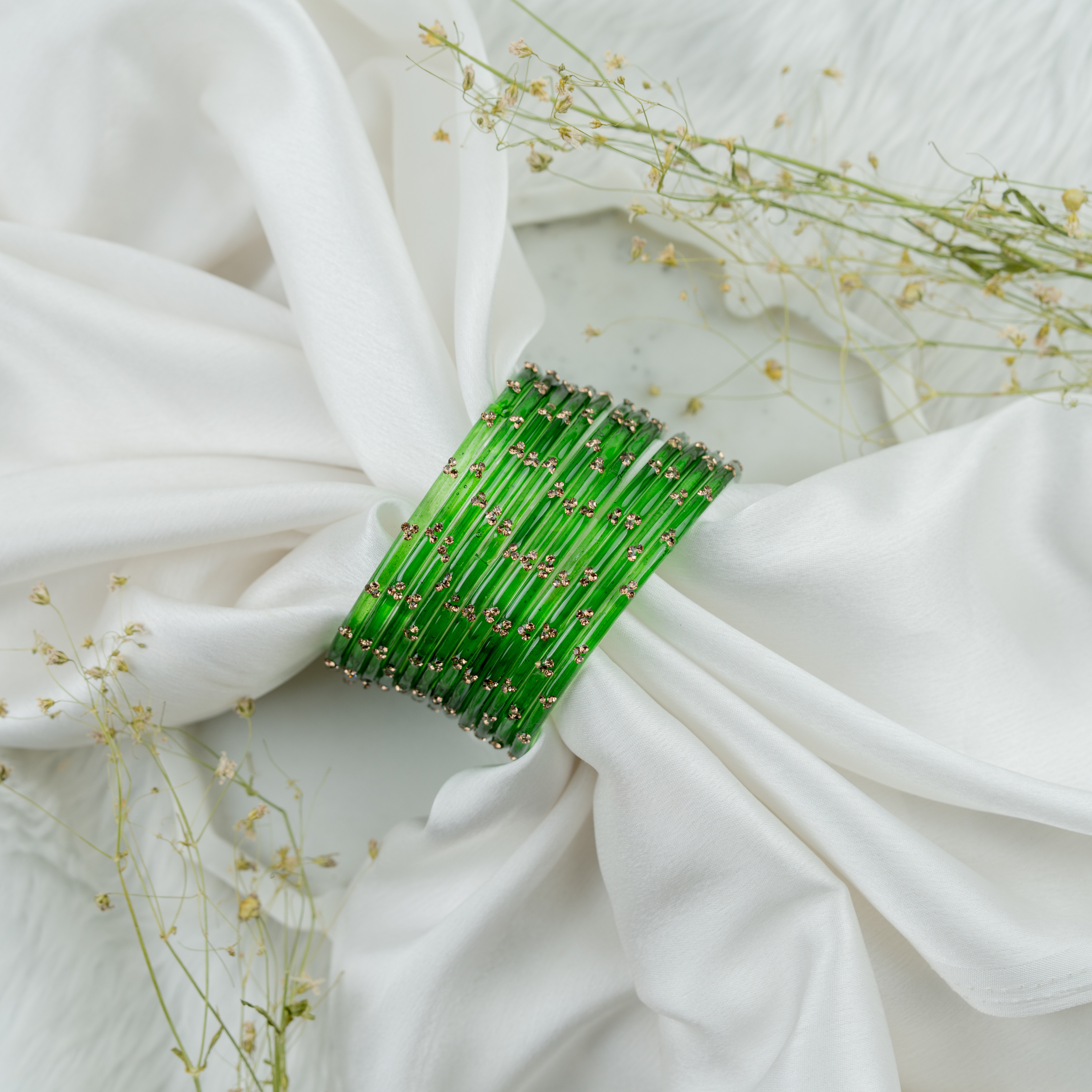 Green Hartika Bangles Set | Traditional Designer Ethnic Bangles for Women