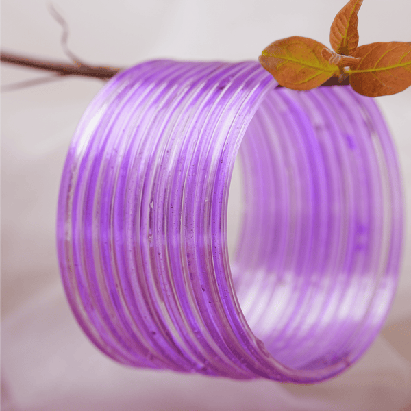 Lavender Mist Glass Bangles Set | Soft Purple Glossy Ethnic Bangles for Women