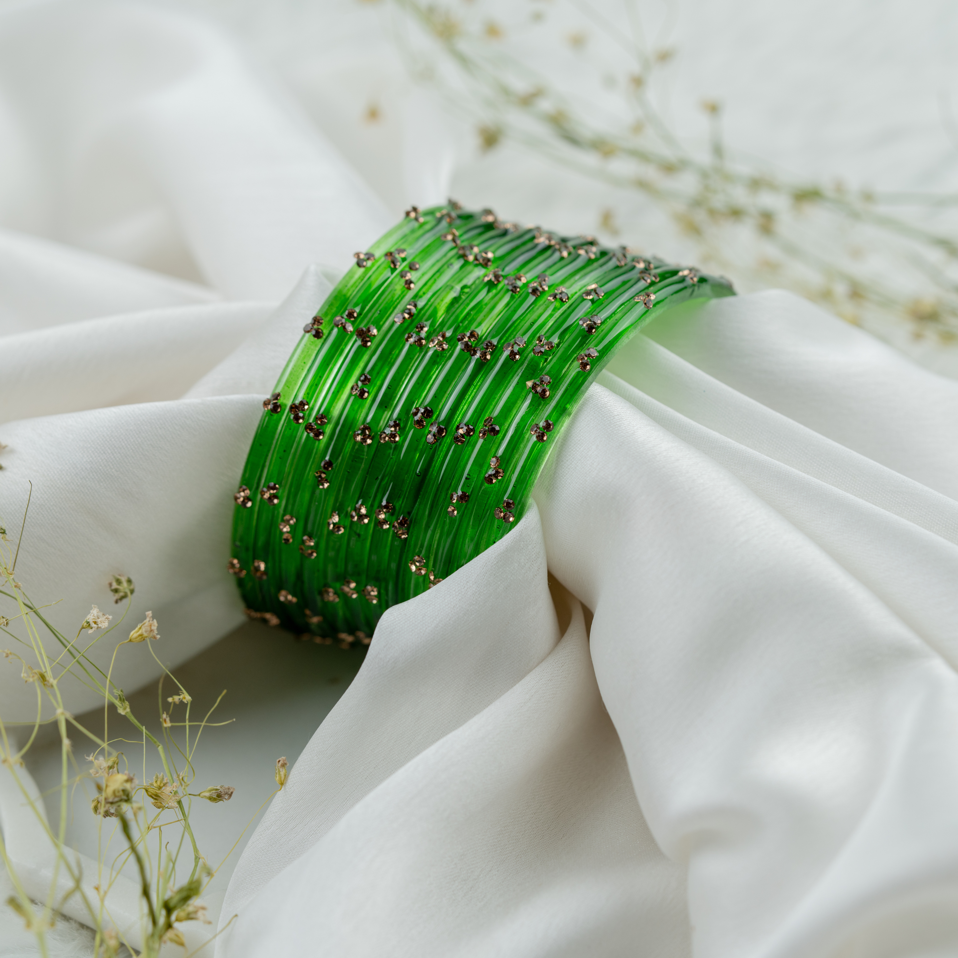 Green Hartika Bangles Set | Traditional Designer Ethnic Bangles for Women