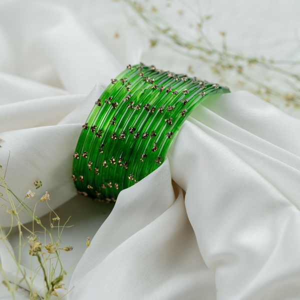 Green Hartika Bangles Set | Traditional Designer Ethnic Bangles for Women