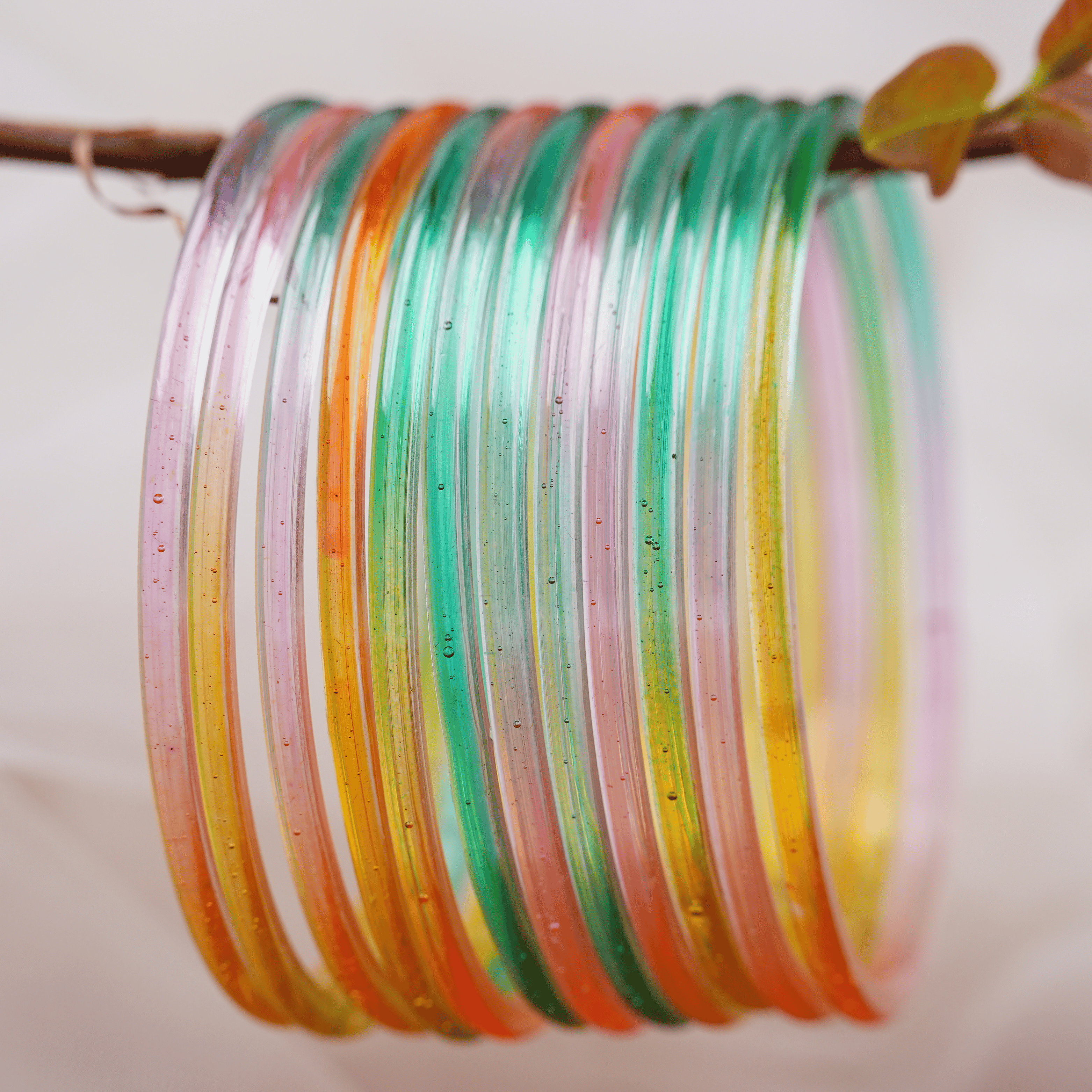 Pastel Satrangi Glass Bangles Set | Multicolor Soft Glossy Ethnic Bangles for Women