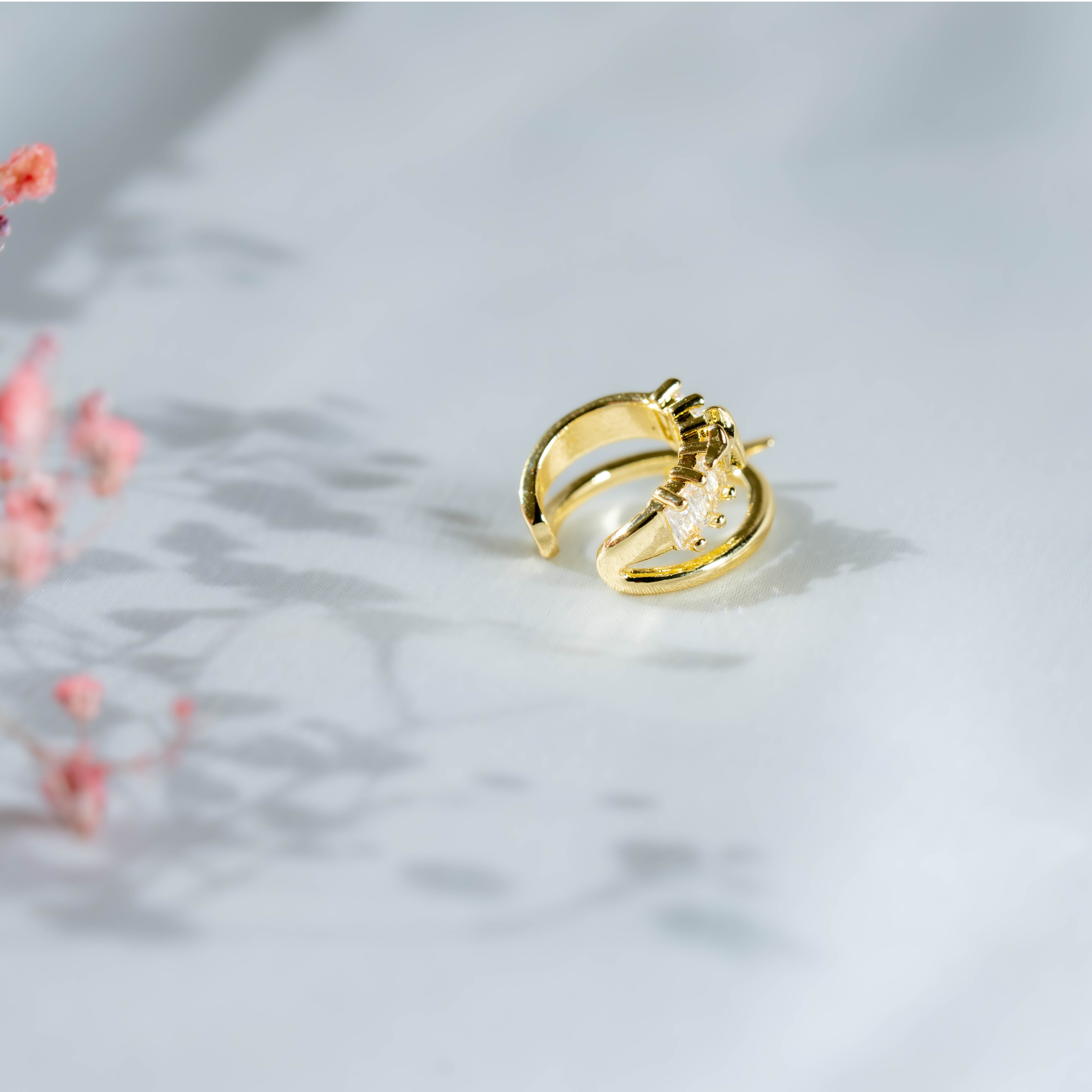 Royal Baguette Ear Cuff | Gold & Silver Two-Tone Statement Jewelry