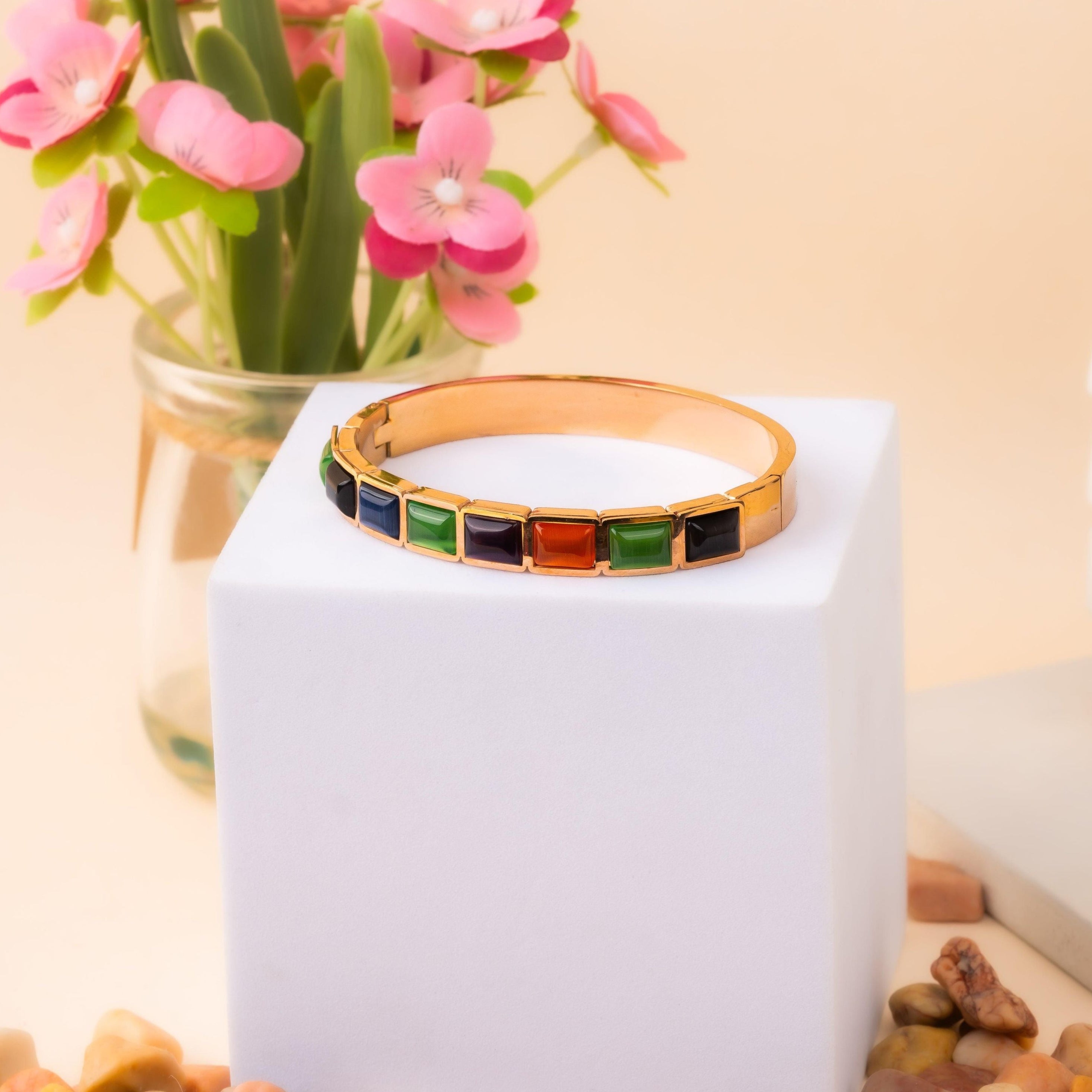 Monalisa Stones Multicolour Stainless Steel Bracelet