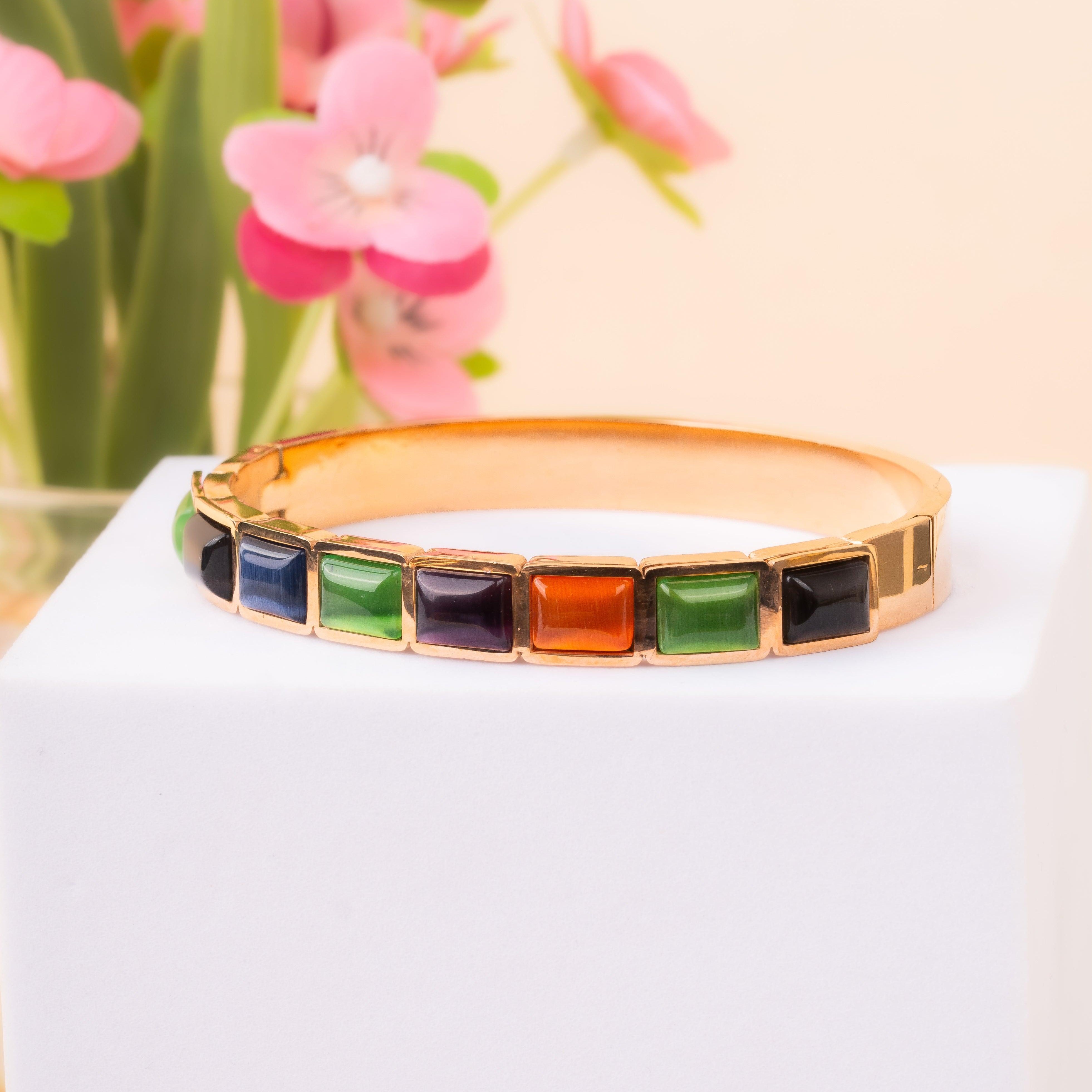 Monalisa Stones Multicolour Stainless Steel Bracelet