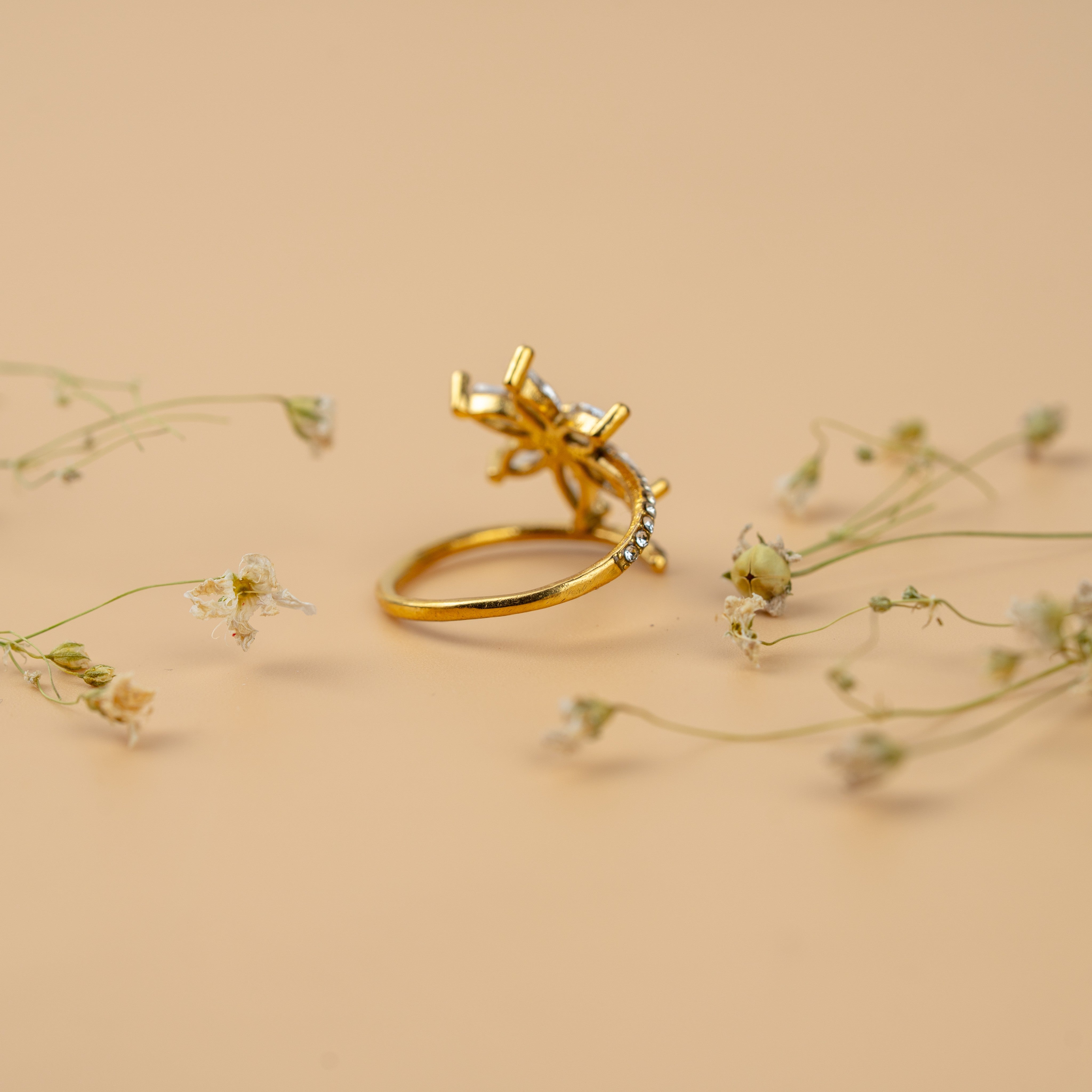 Jasmine Blossom Rings | Gold-Toned Floral Statement Ring for Women