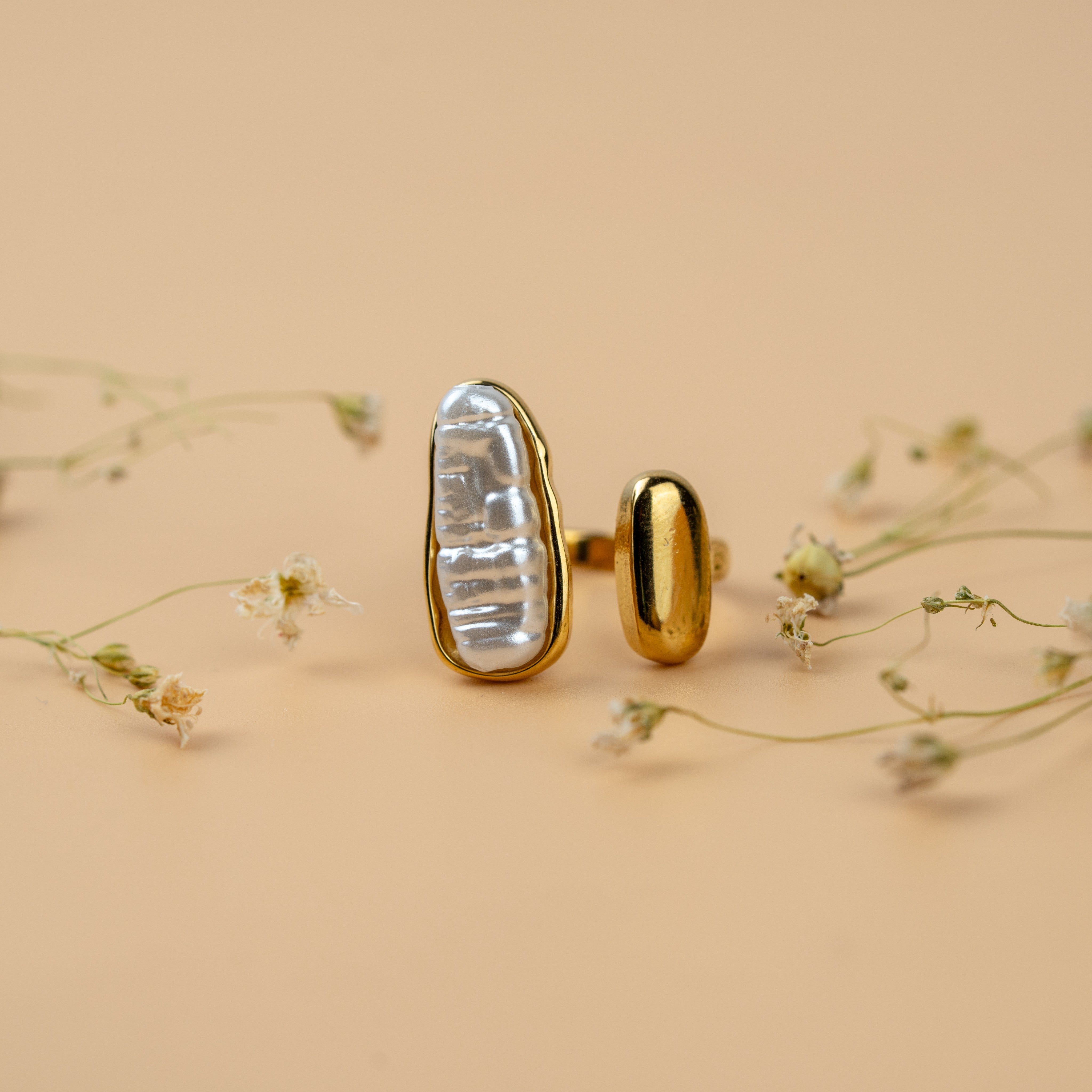 Baroque Pearl Rings | Gold-Toned Statement Pearl Ring for Women
