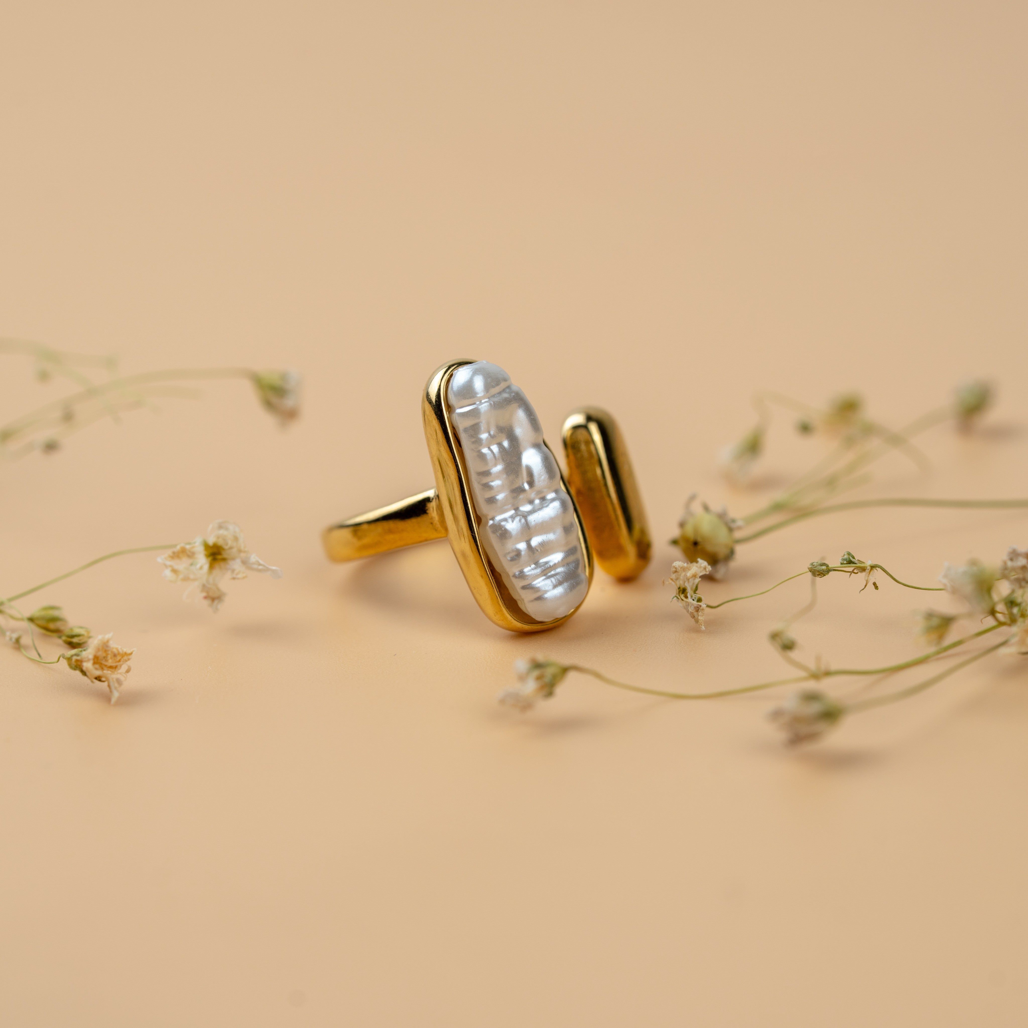 Baroque Pearl Rings | Gold-Toned Statement Pearl Ring for Women