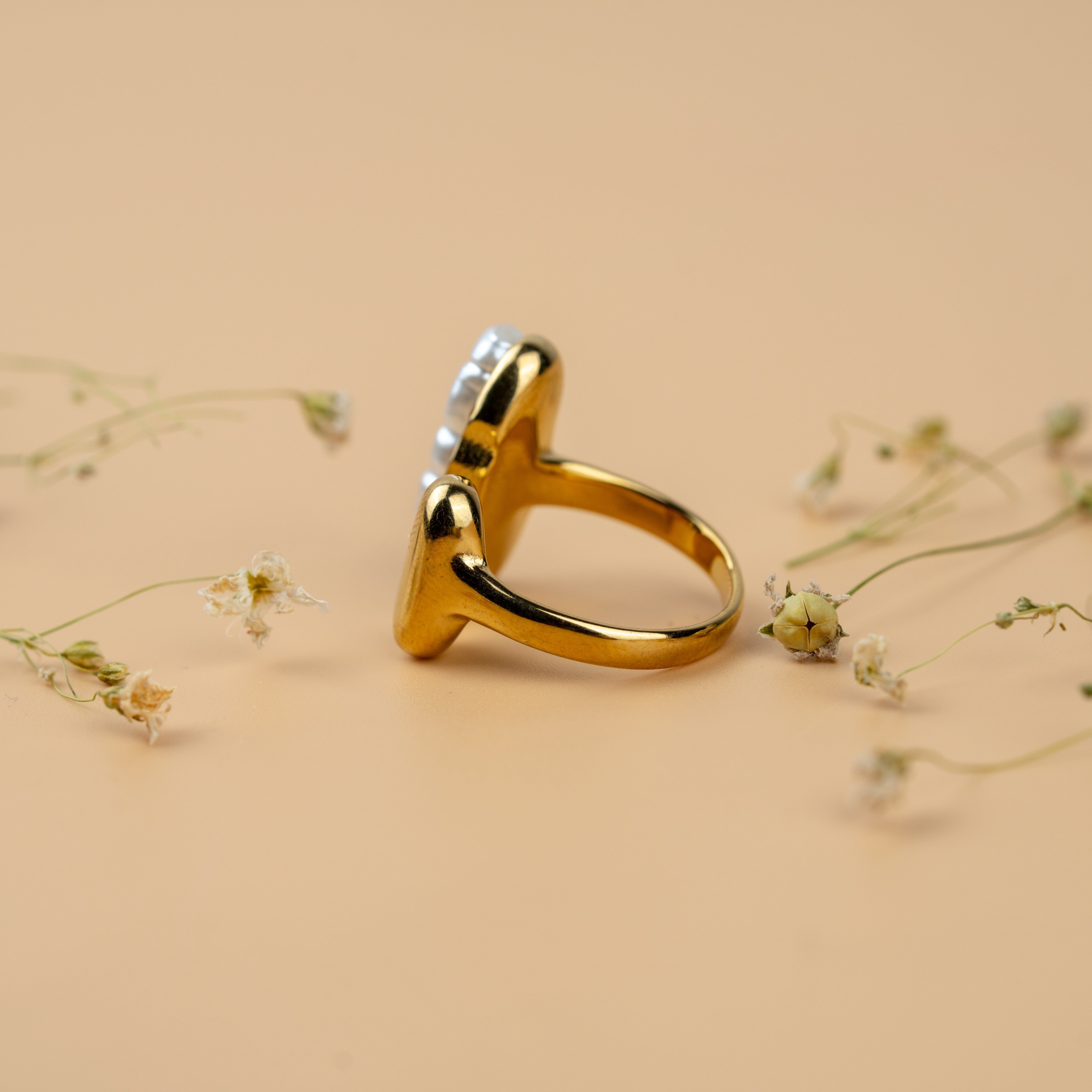 Baroque Pearl Rings | Gold-Toned Statement Pearl Ring for Women