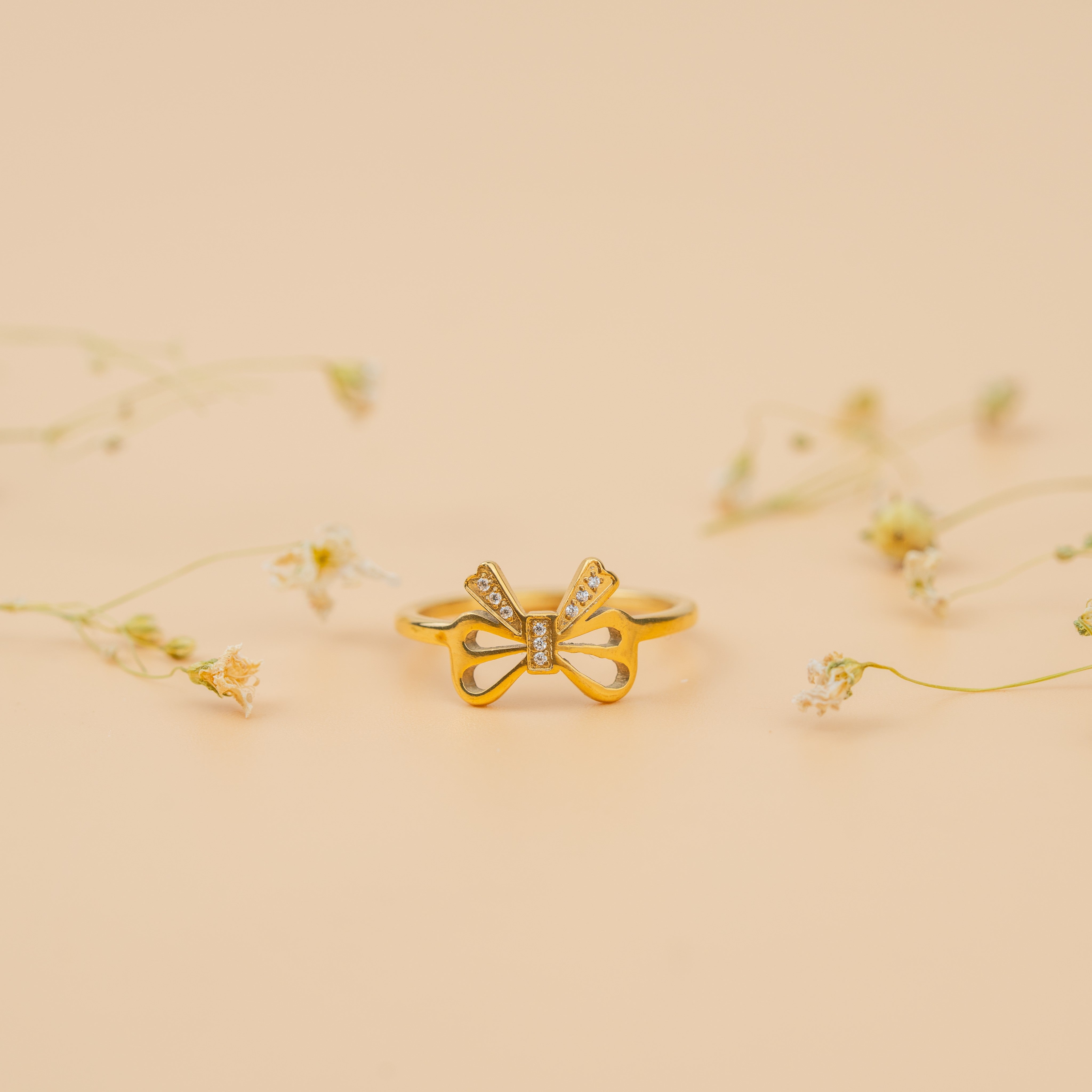 Coquette Bow Rings | Gold-Toned Elegant Bow Statement Ring for Women