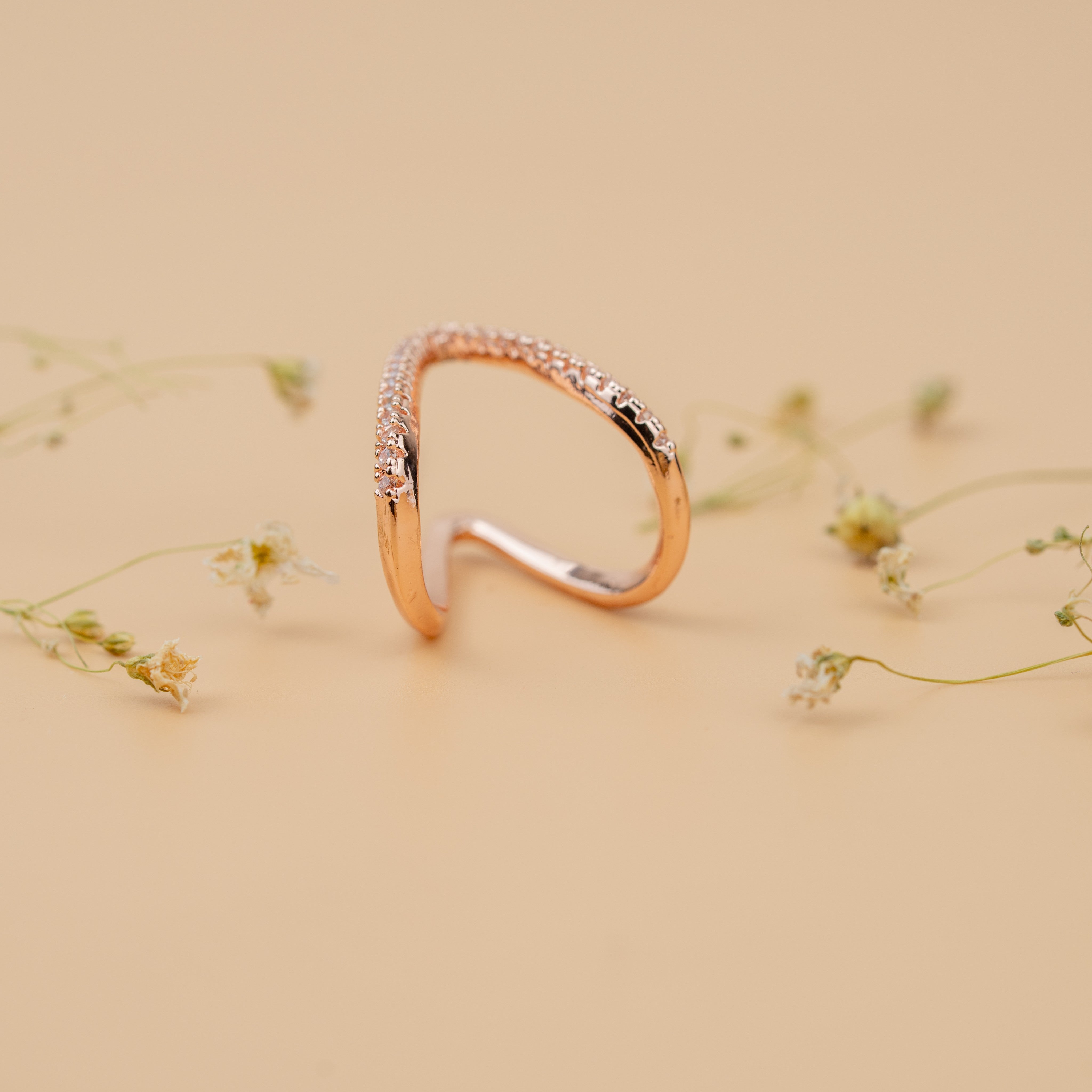 Infinity Arch Ring | Gold-Toned Sparkling Statement Ring for Women
