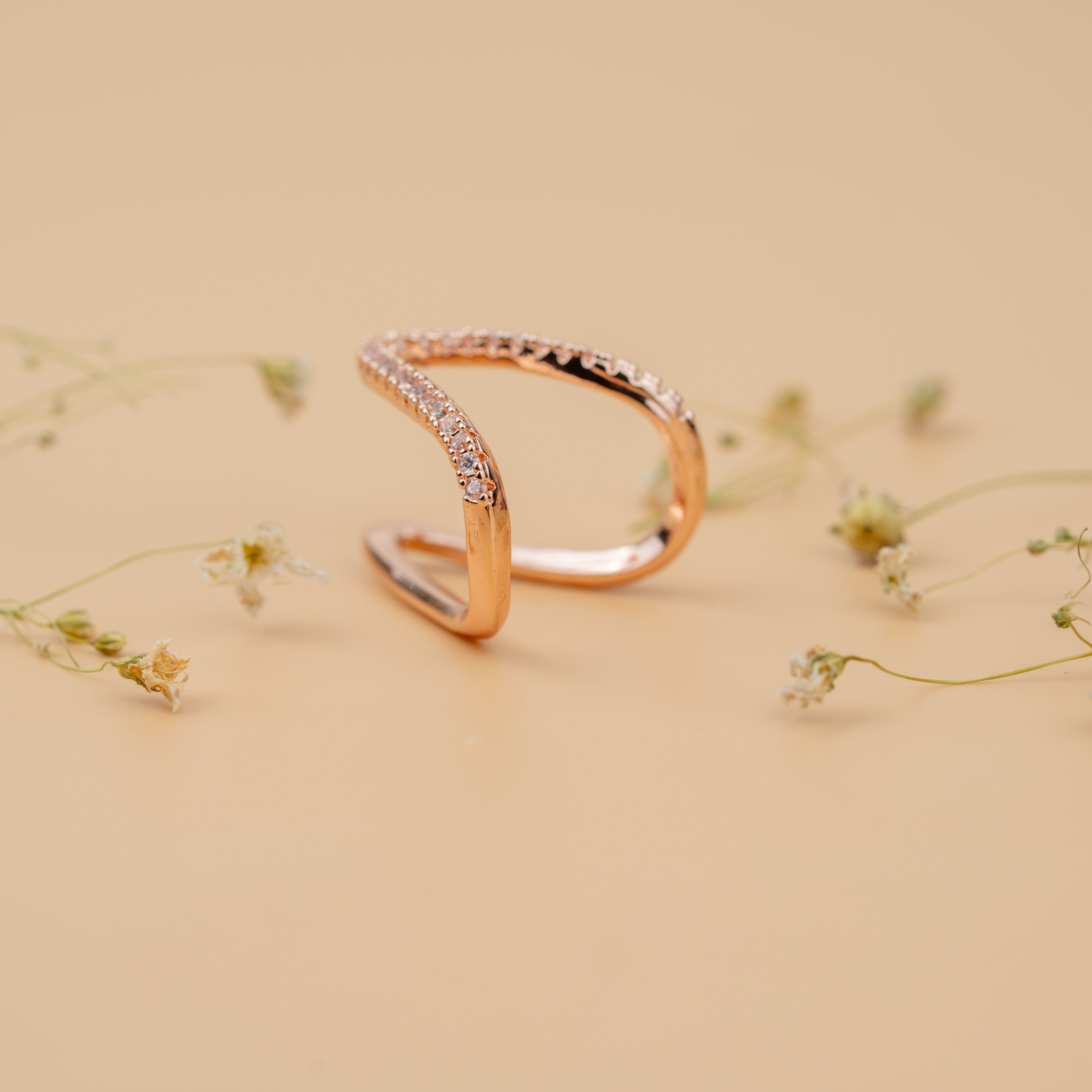 Infinity Arch Ring | Gold-Toned Sparkling Statement Ring for Women
