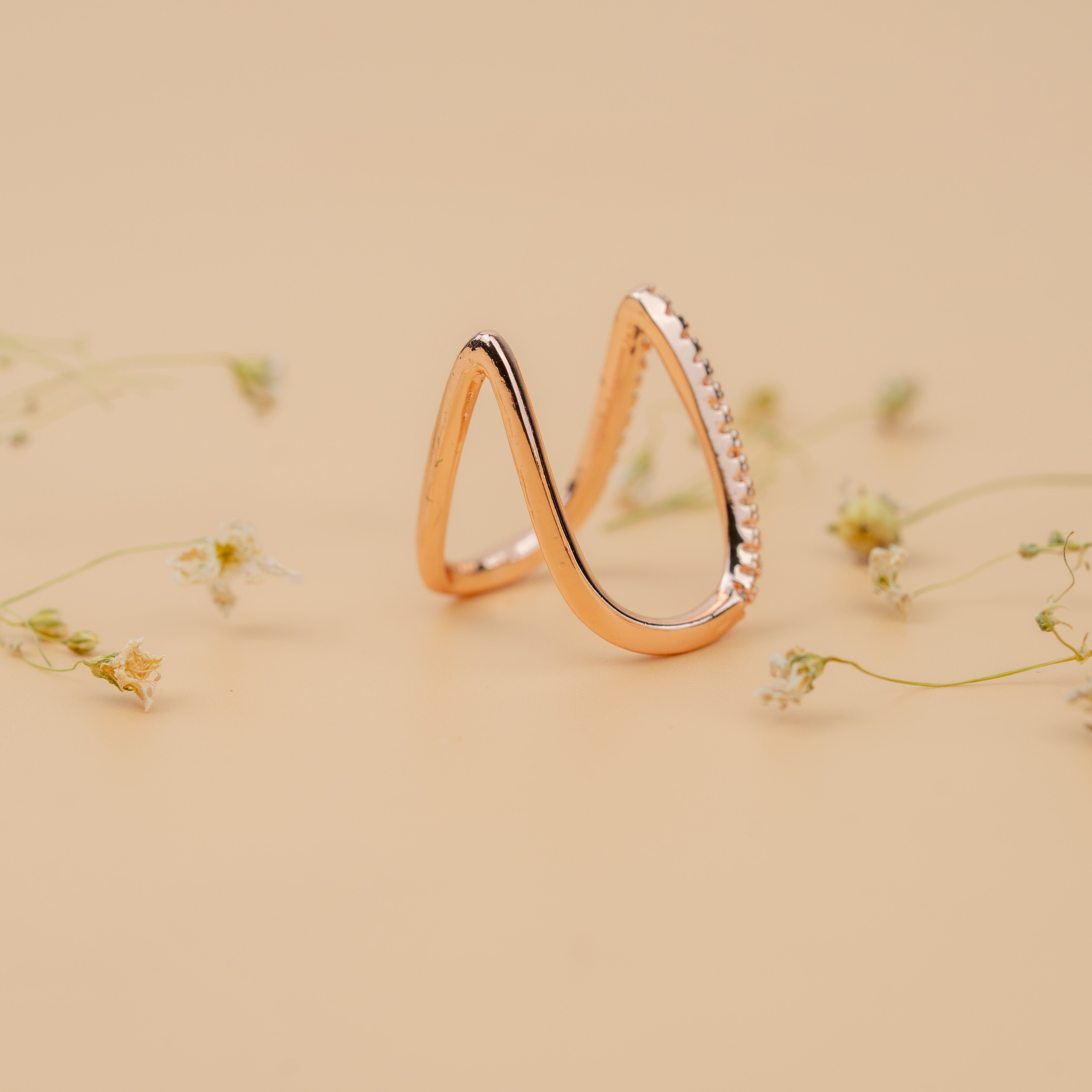 Infinity Arch Ring | Gold-Toned Sparkling Statement Ring for Women