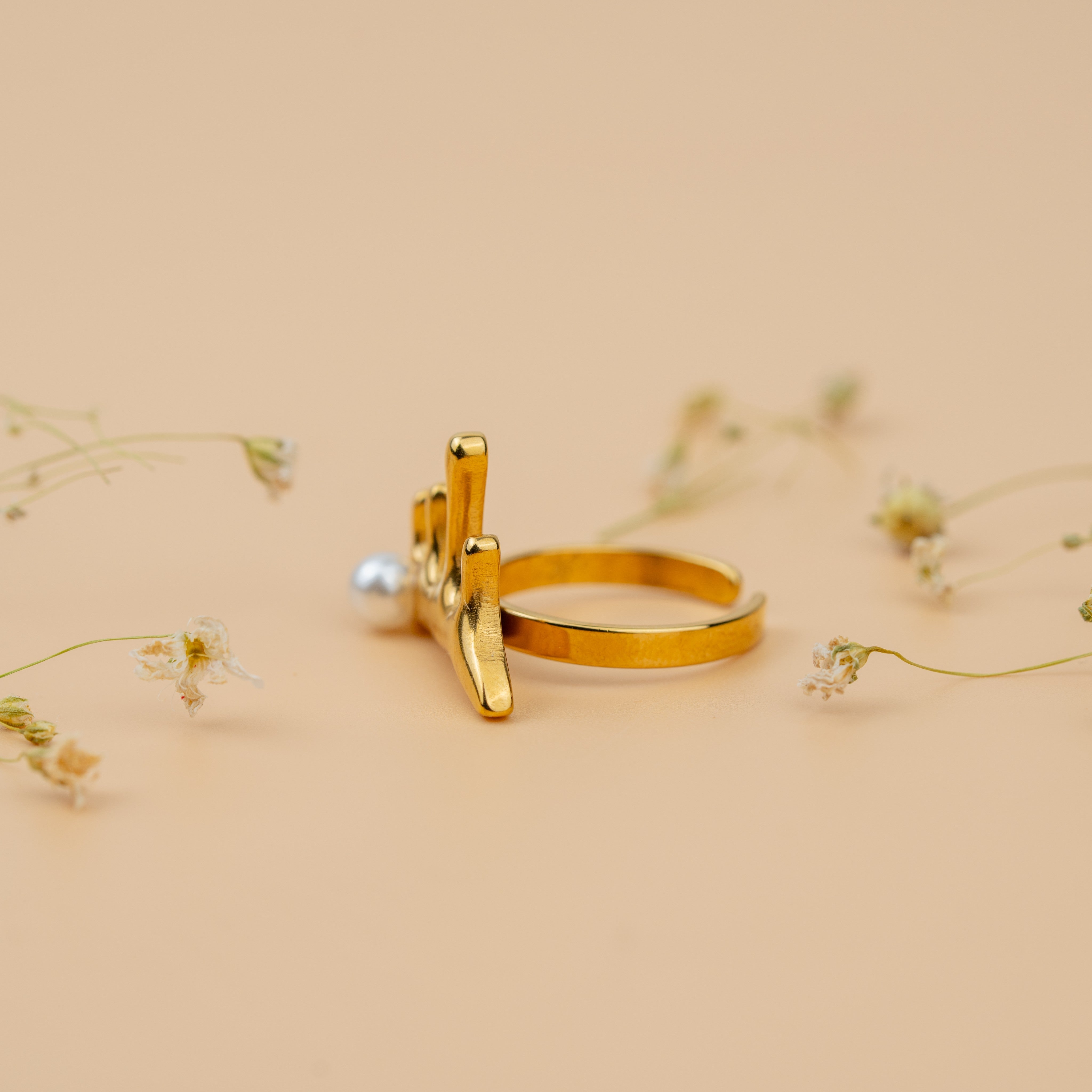 Empress Crown Rings | Gold-Toned Pearl Crown Statement Ring for Women