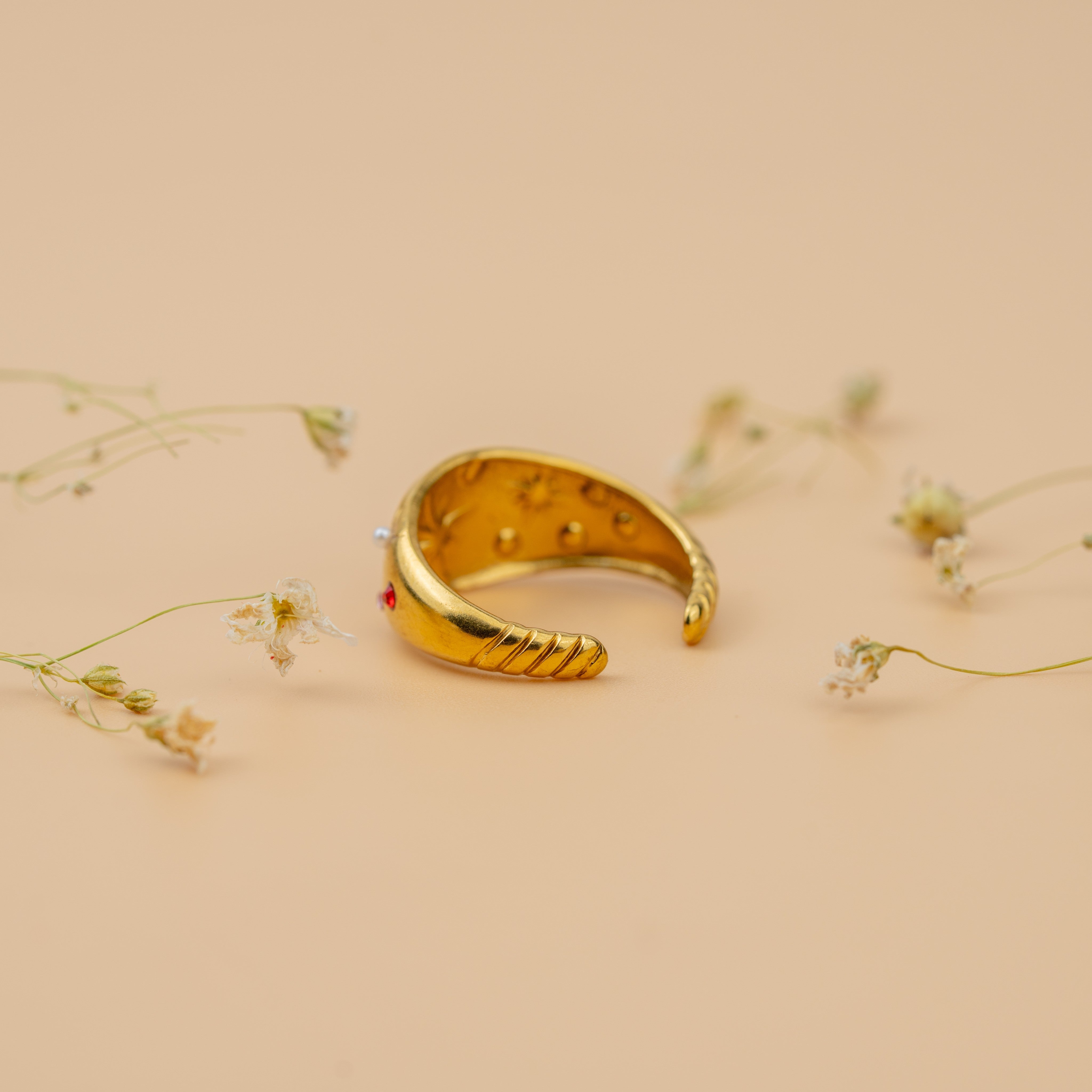 Celestial Dome Rings | Gold-Toned Pearl & Multicolor Stone Statement Ring for Women