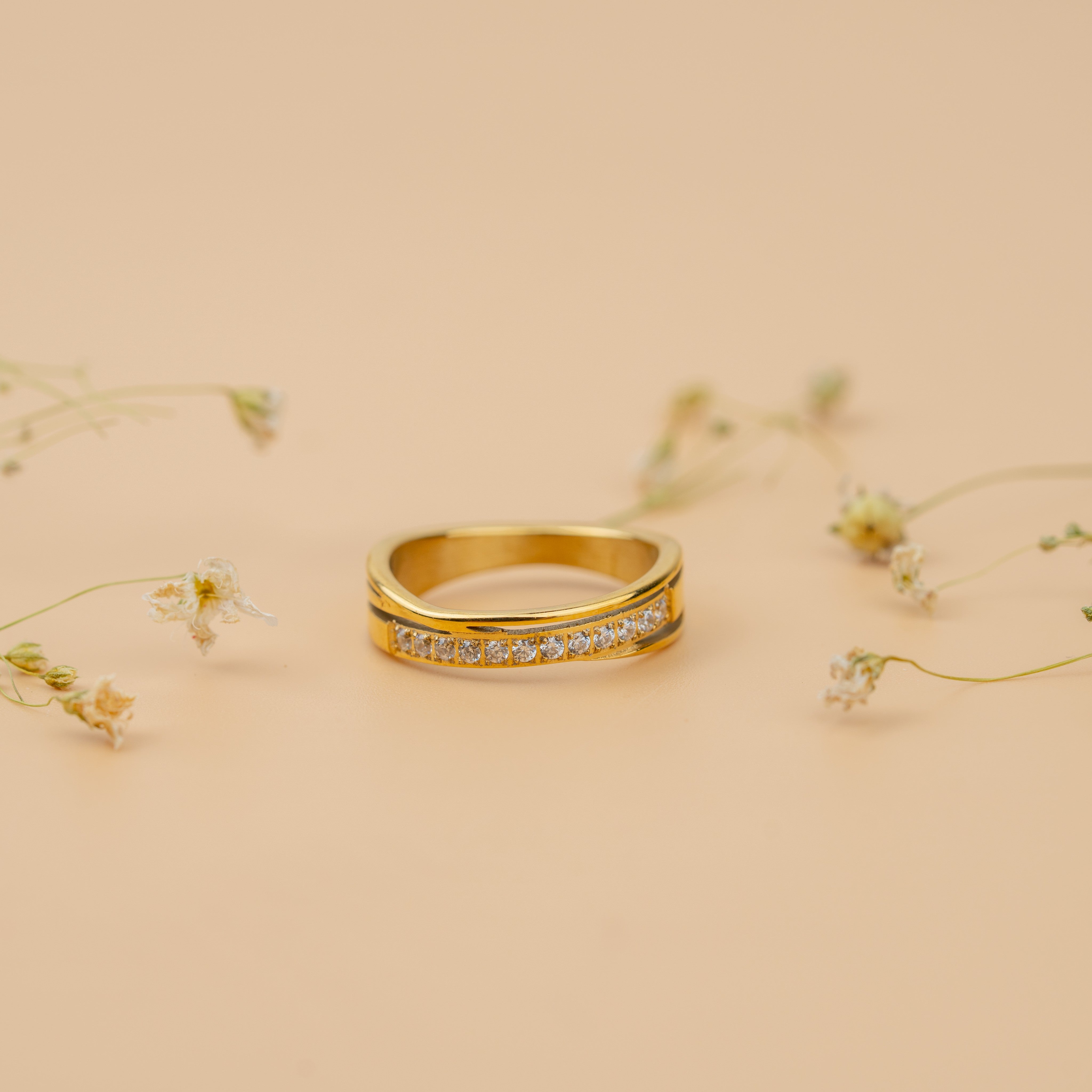 Eternity Channel Ring | Gold-Toned Classic Sparkling Band for Women