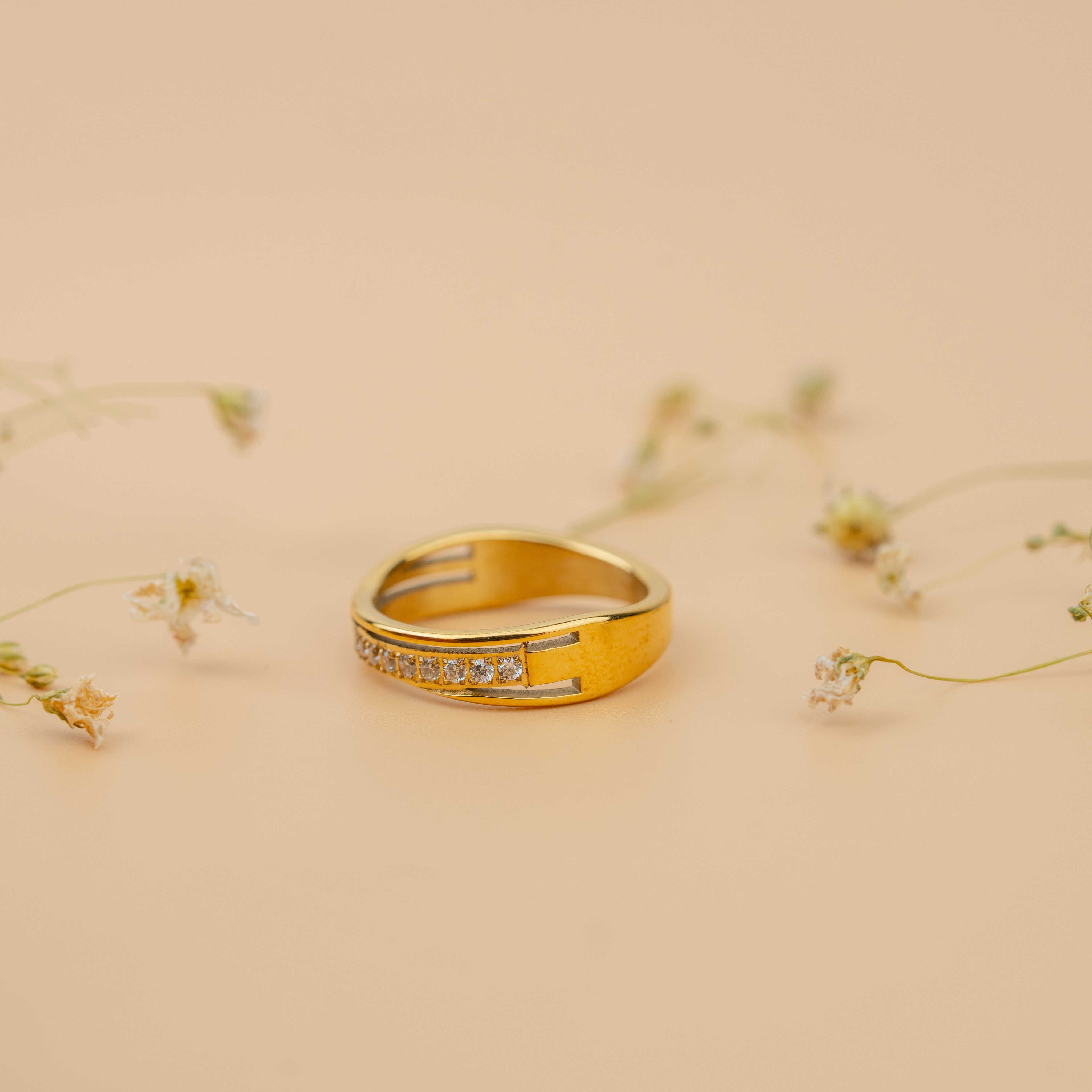 Eternity Channel Ring | Gold-Toned Classic Sparkling Band for Women