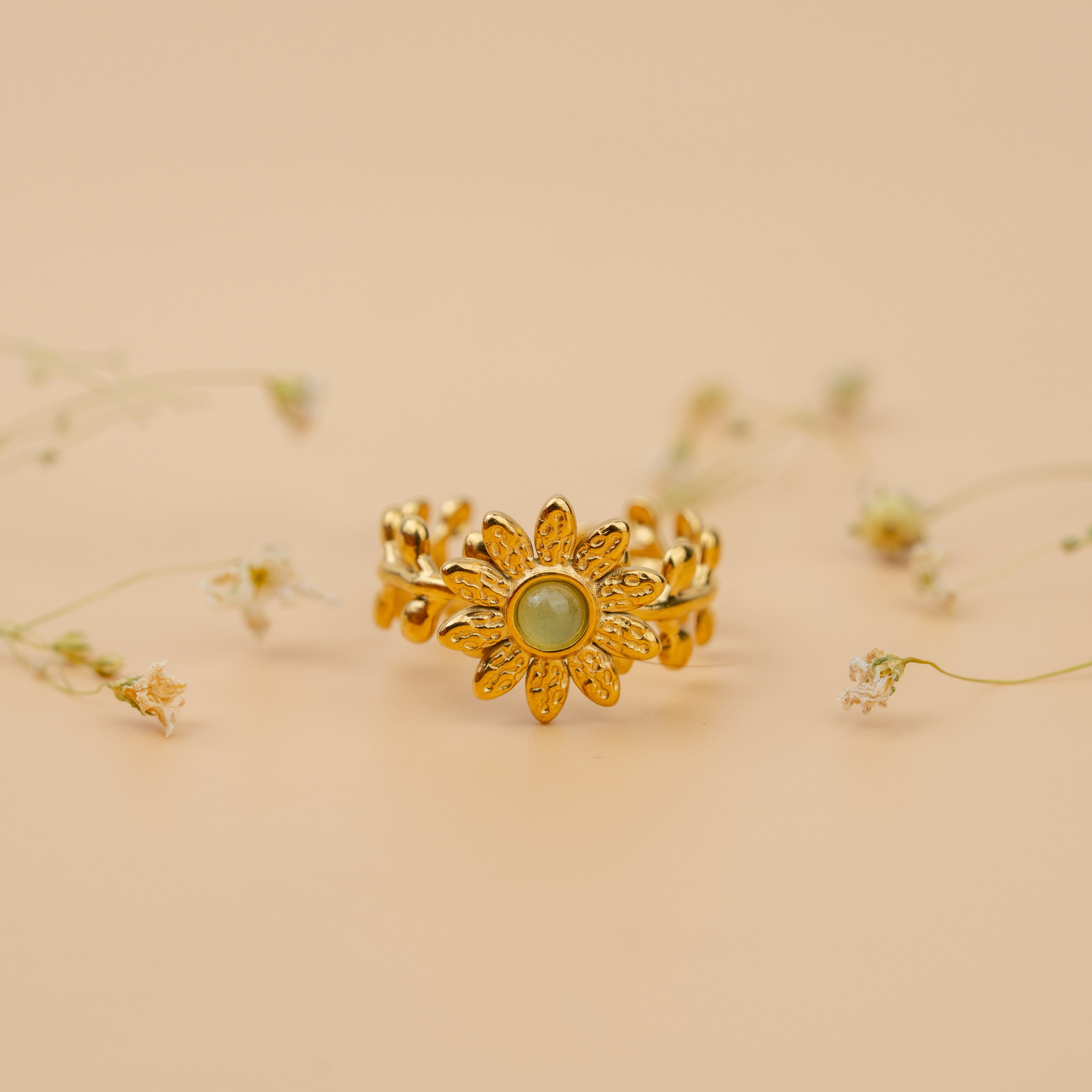Meadow Dahlia Ring | Gold-Toned Floral Statement Ring for Women