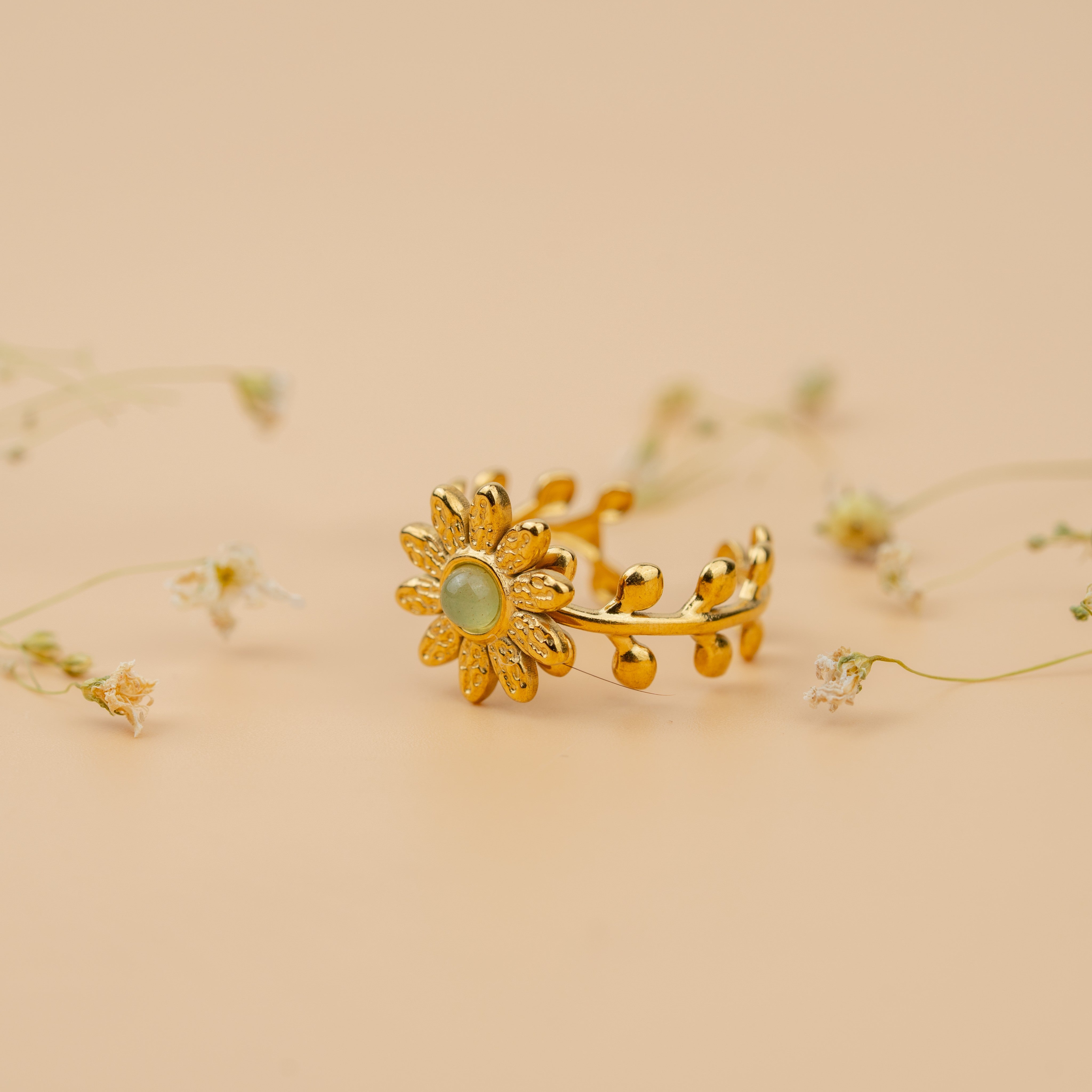Meadow Dahlia Ring | Gold-Toned Floral Statement Ring for Women