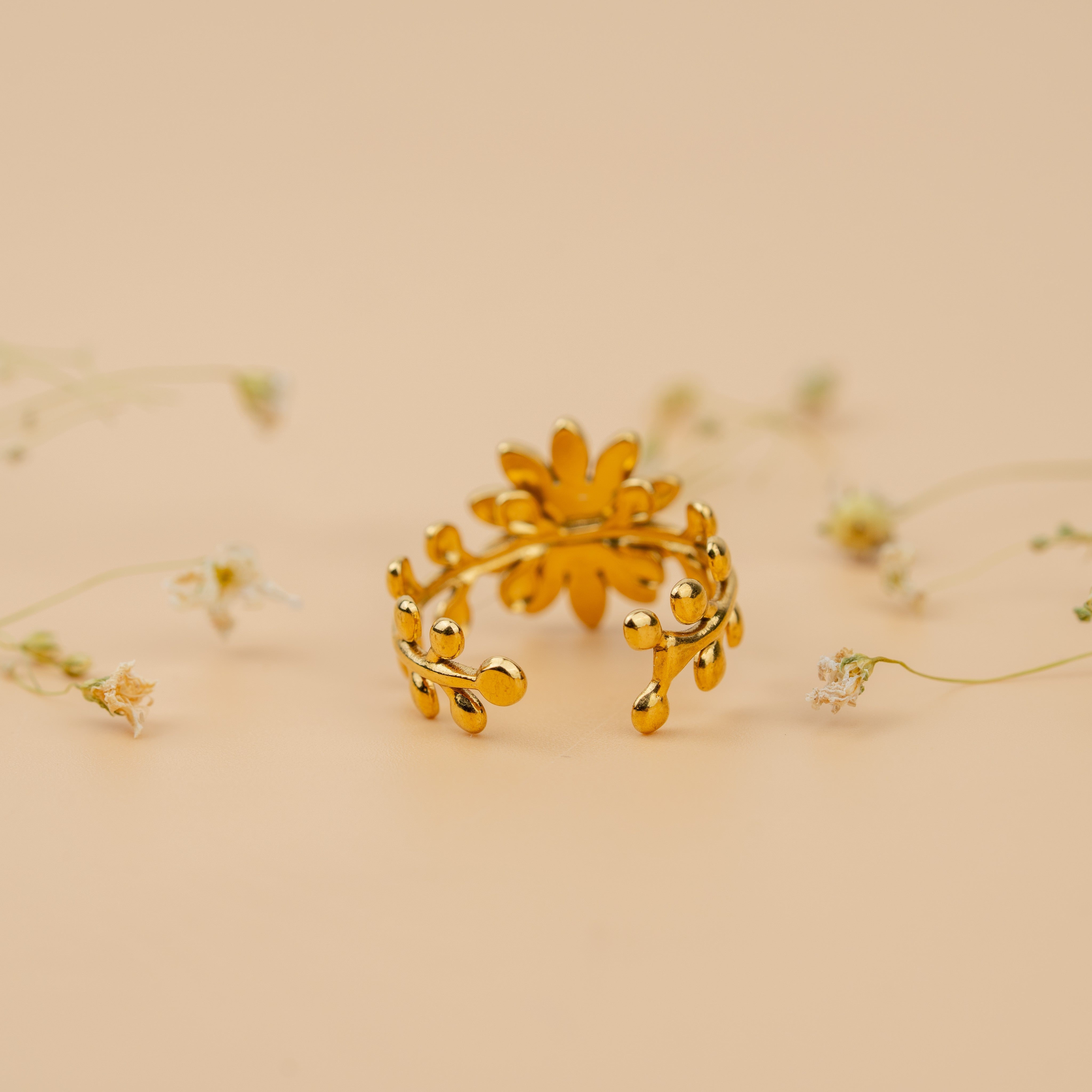 Meadow Dahlia Ring | Gold-Toned Floral Statement Ring for Women