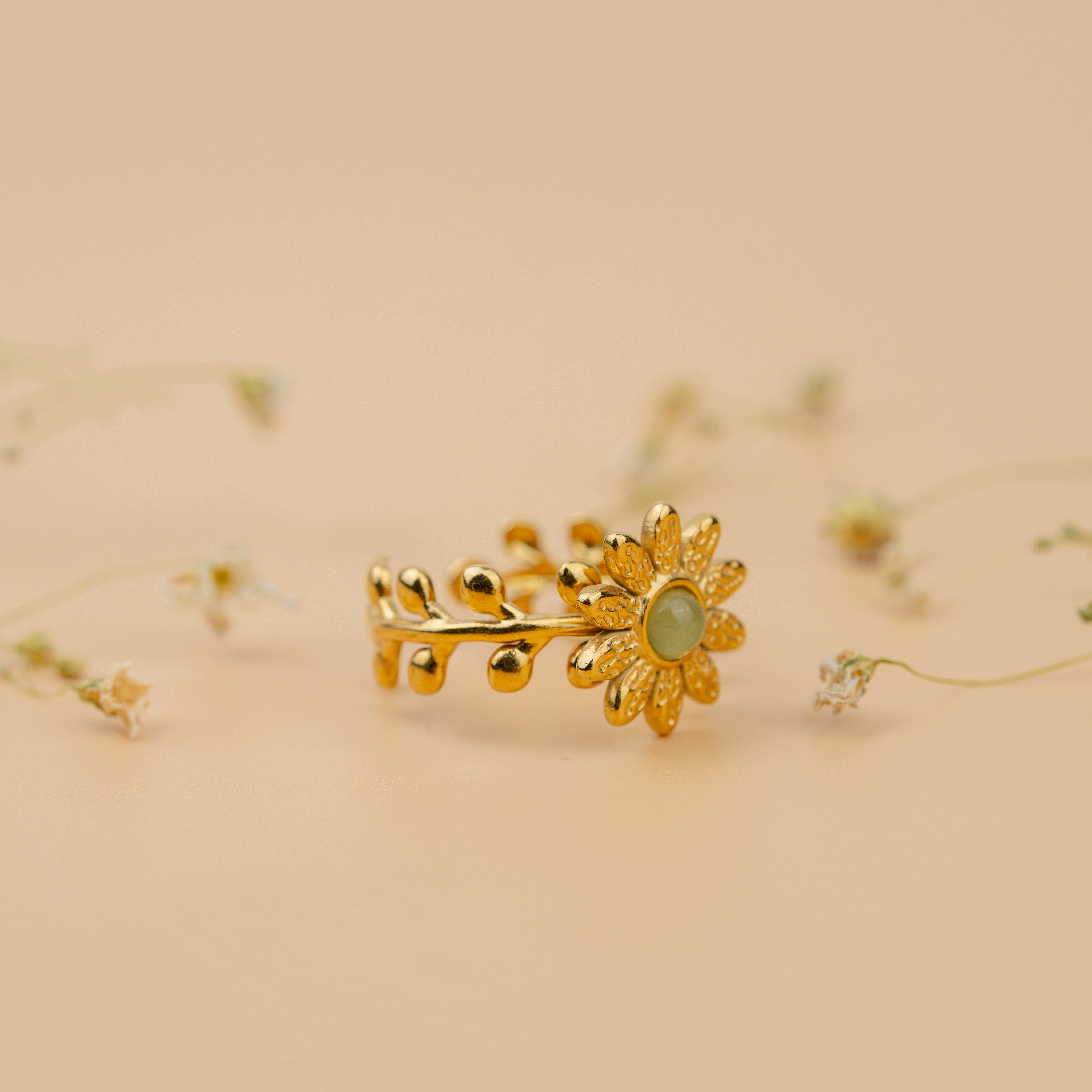 Meadow Dahlia Ring | Gold-Toned Floral Statement Ring for Women