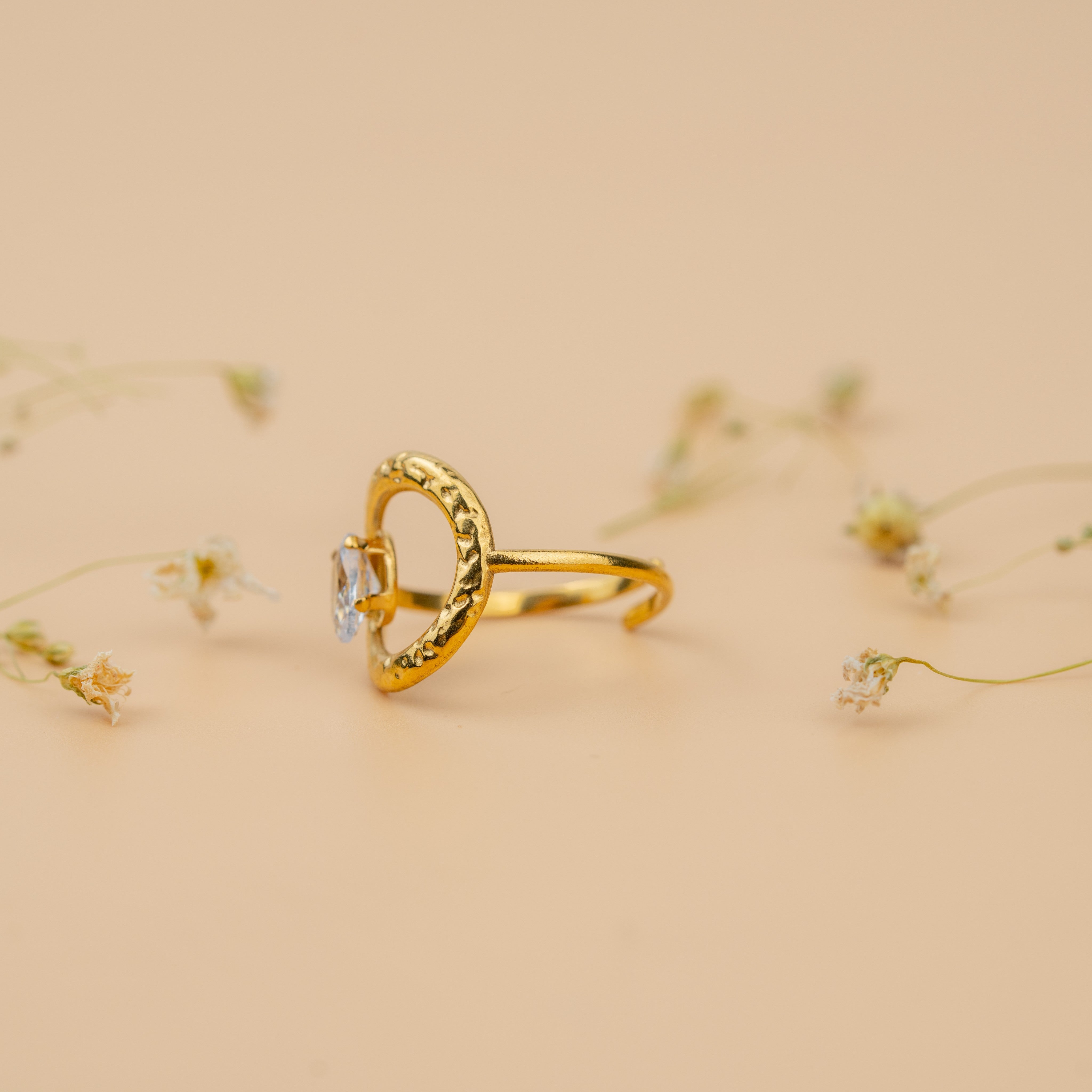 Horizon Eclipse Ring | Gold-Toned Oval Crystal Statement Ring for Women