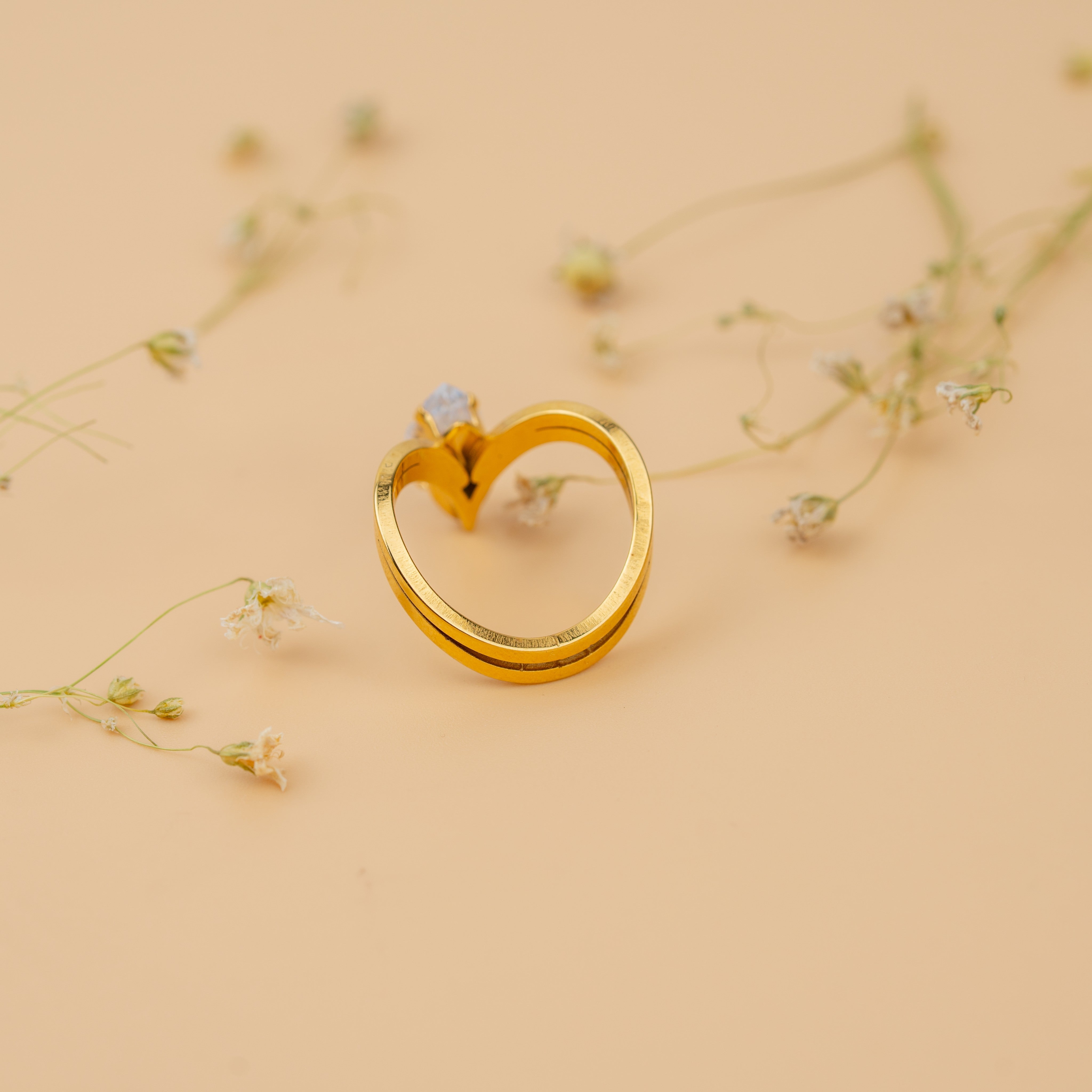 Royal Marquise Solitaire Ring | Elegant Gold-Toned Statement Ring