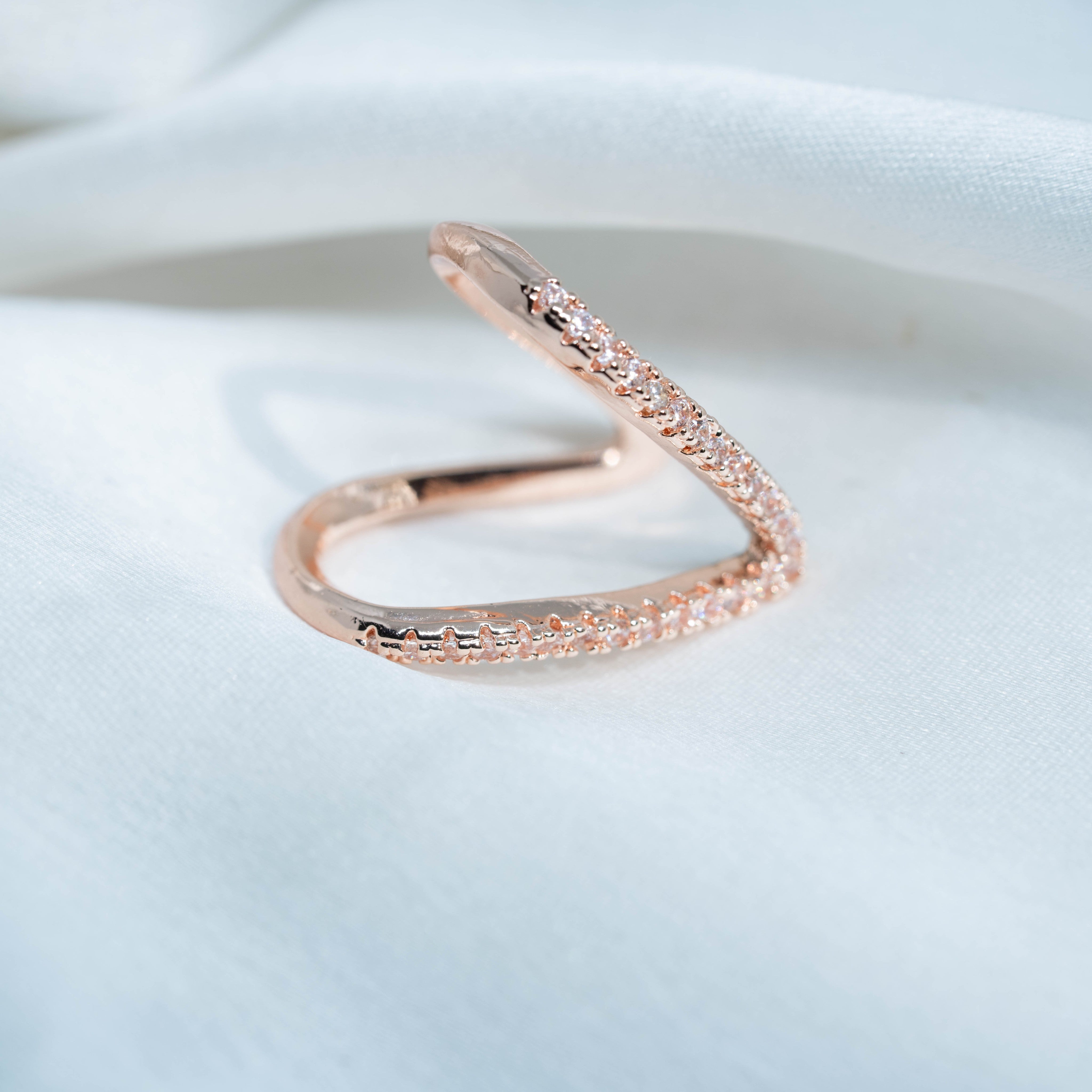 Infinity Arch Ring | Gold-Toned Sparkling Statement Ring for Women