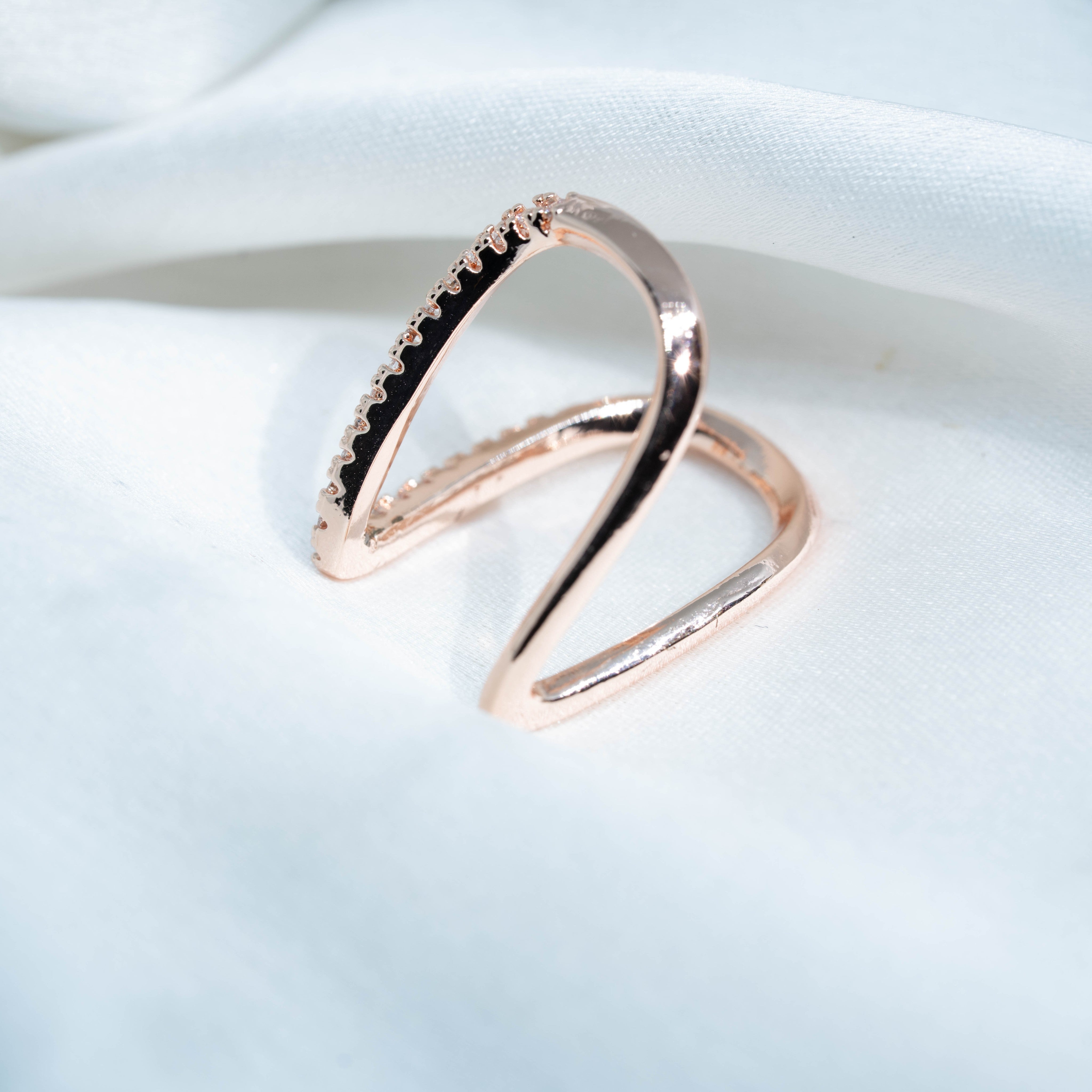 Infinity Arch Ring | Gold-Toned Sparkling Statement Ring for Women