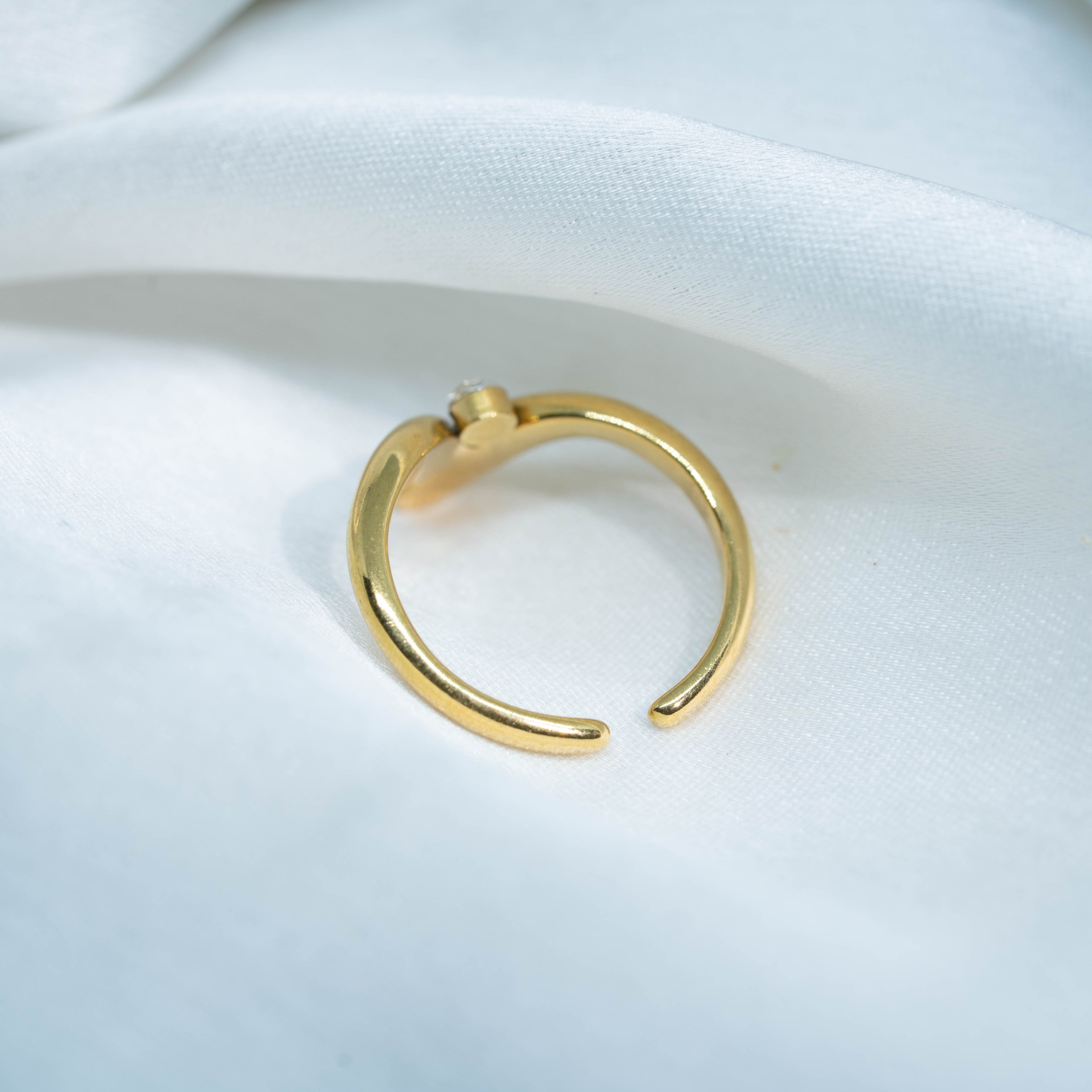 Dewdrop Chevron Ring | Gold-Toned Crystal Accent Ring for Women