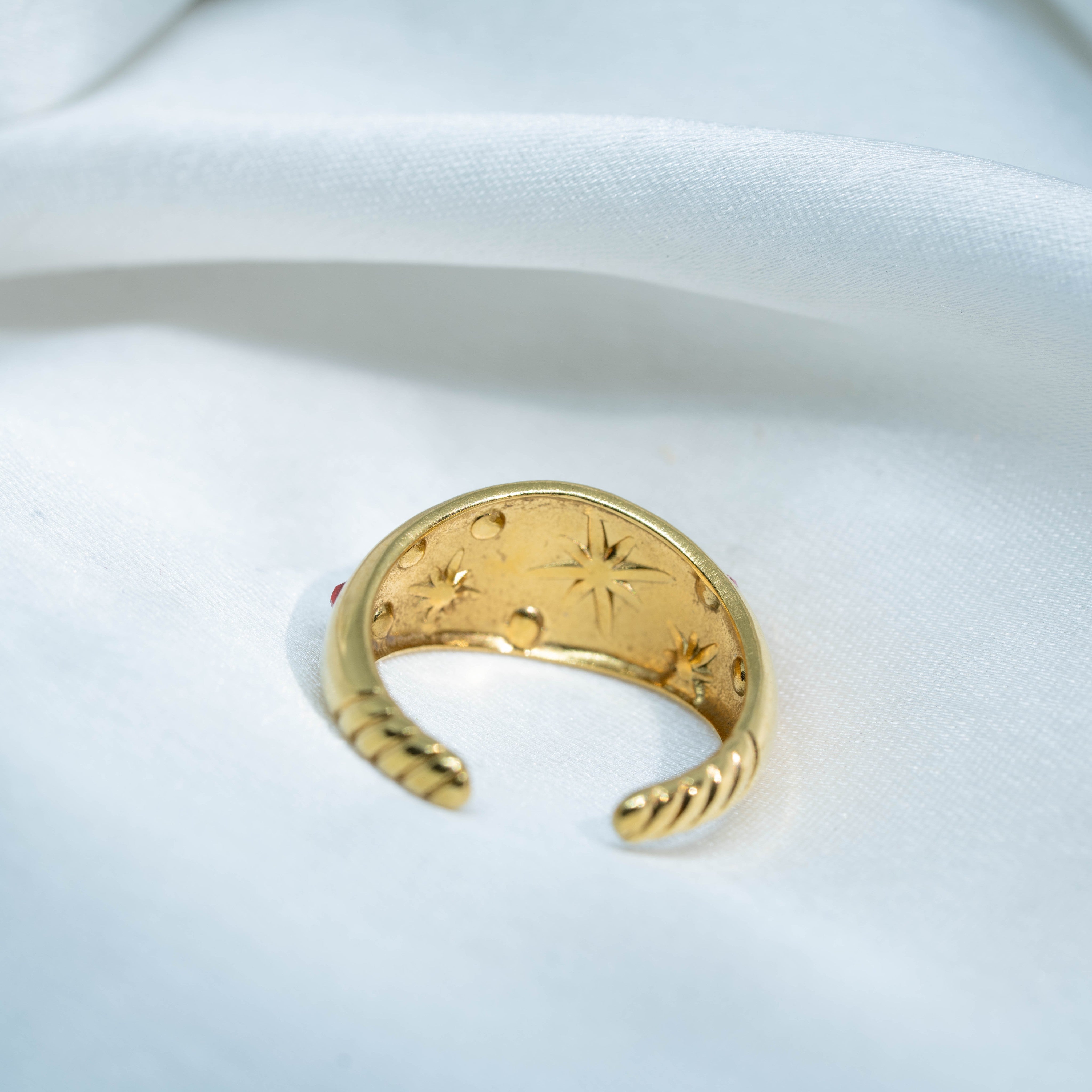 Celestial Dome Rings | Gold-Toned Pearl & Multicolor Stone Statement Ring for Women