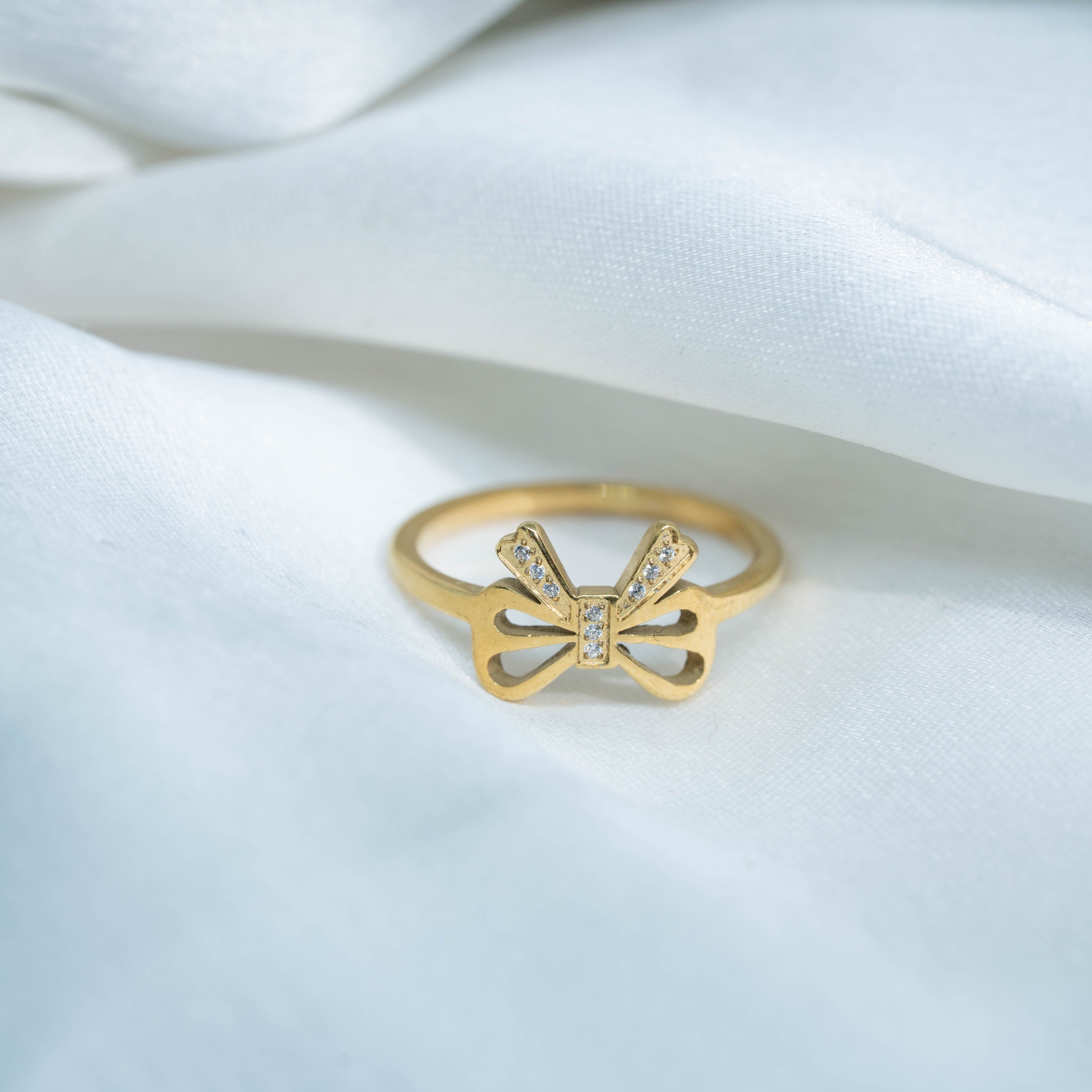 Coquette Bow Rings | Gold-Toned Elegant Bow Statement Ring for Women