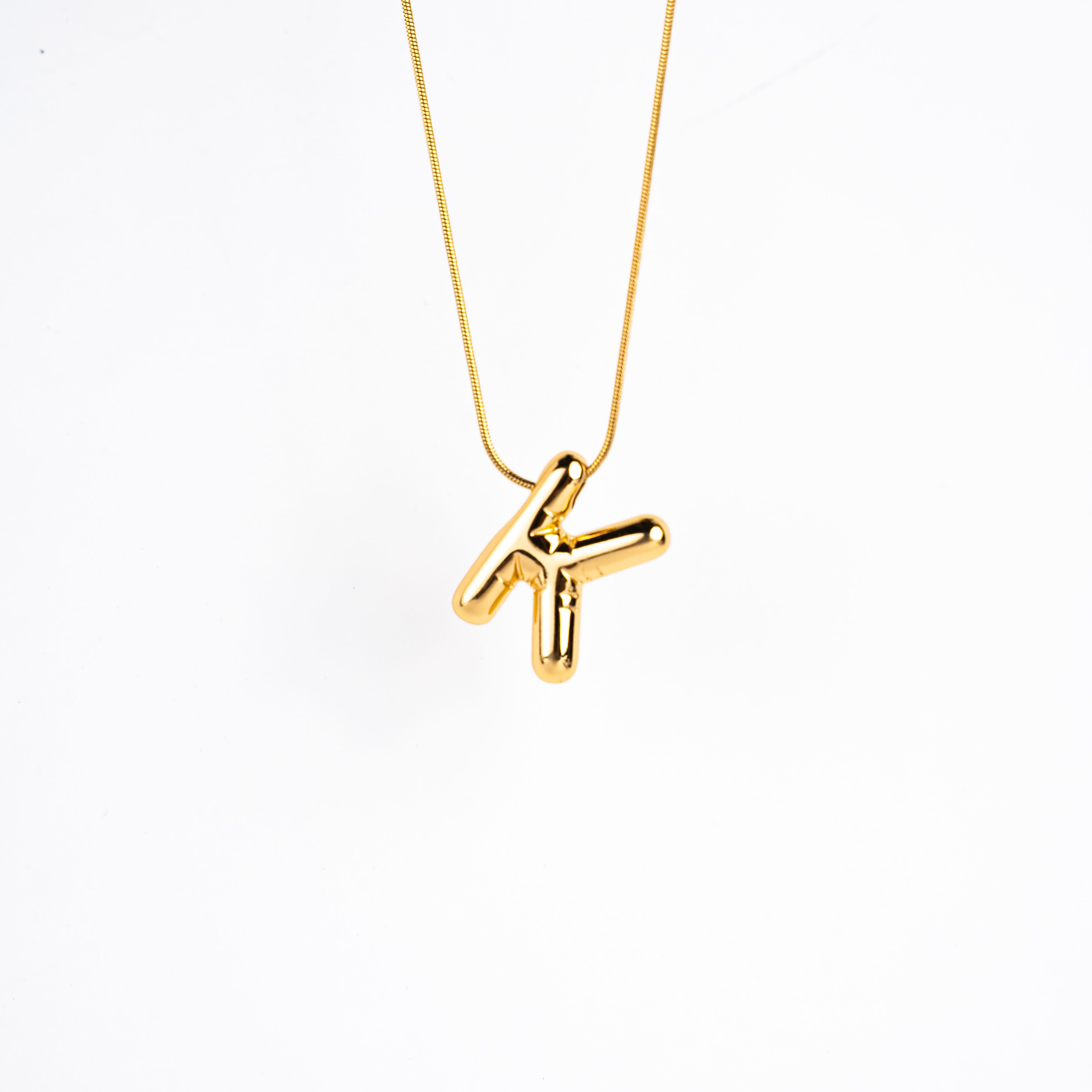 Bubble Letter K Necklace