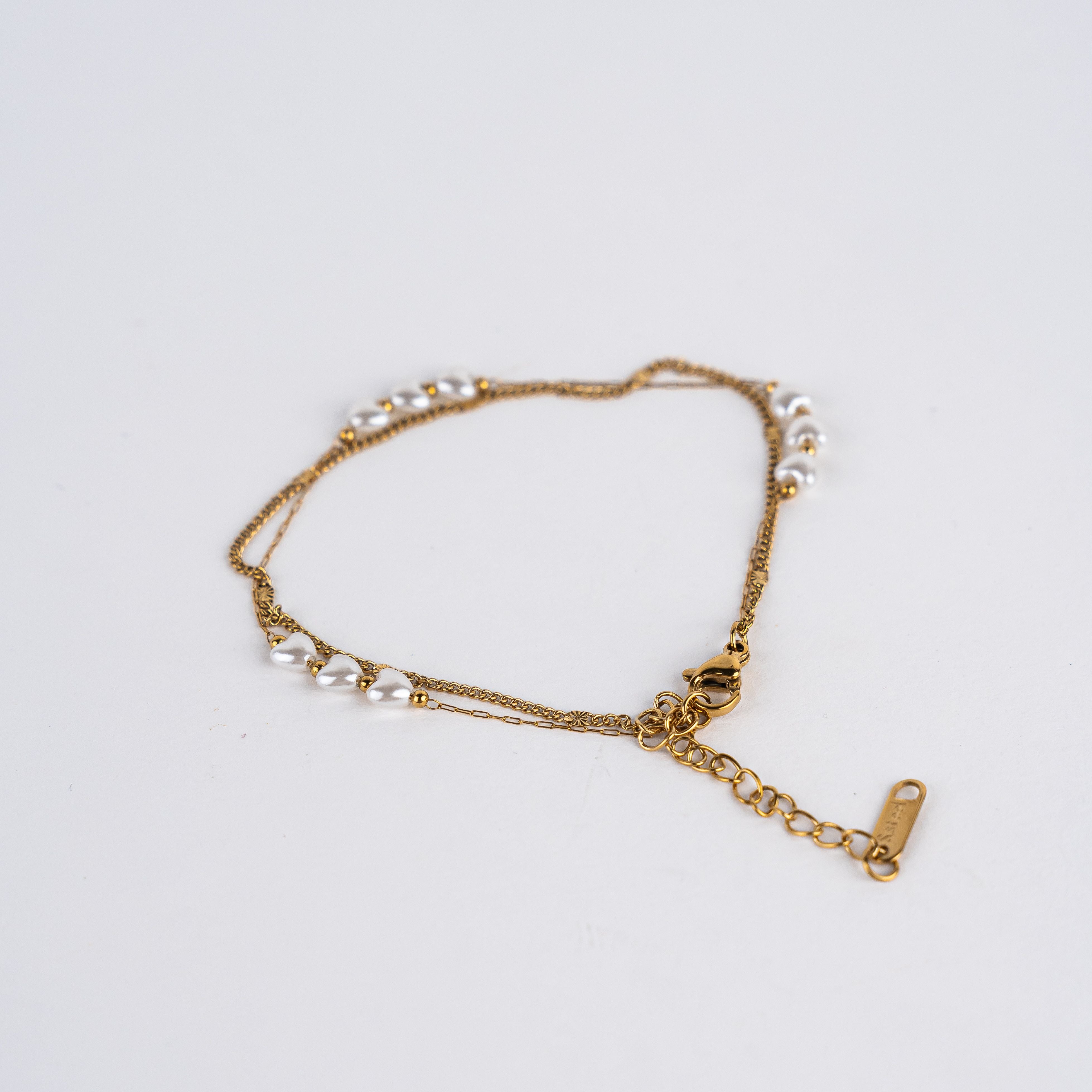 Heart Pearl Link Bracelet