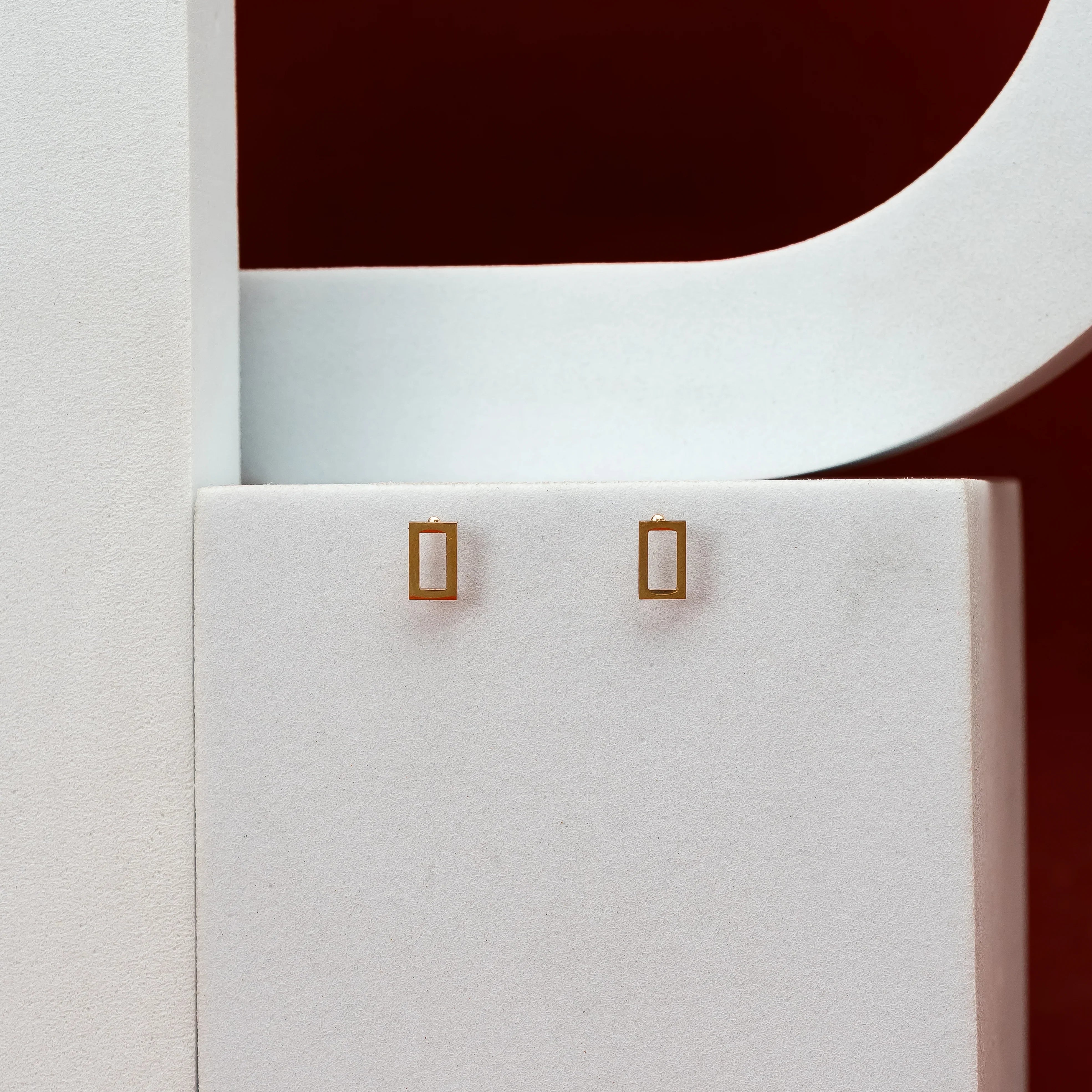 Rectangular charm necklace and earings