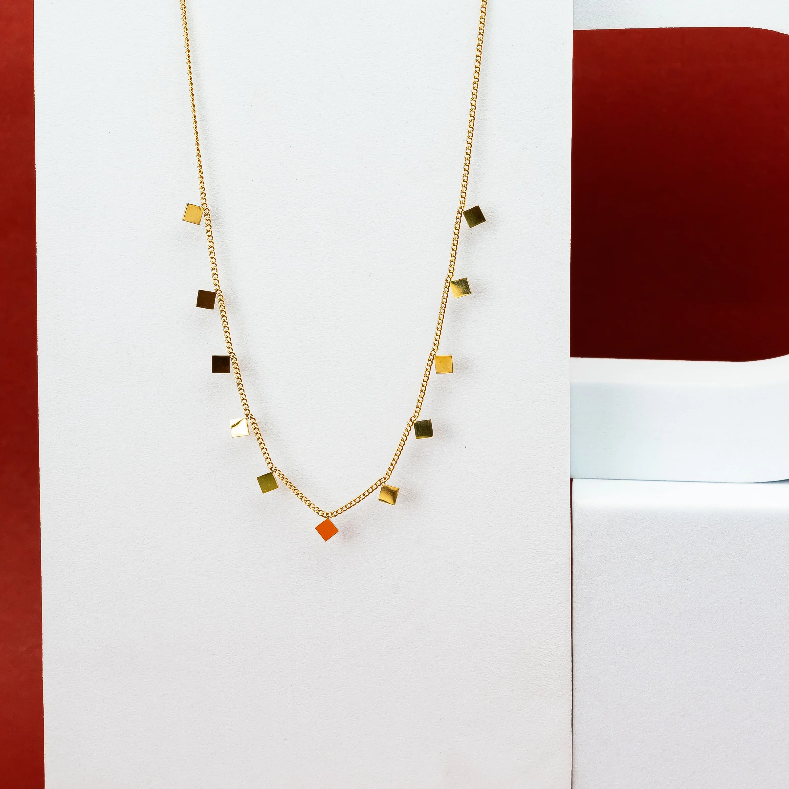 Square charm necklace