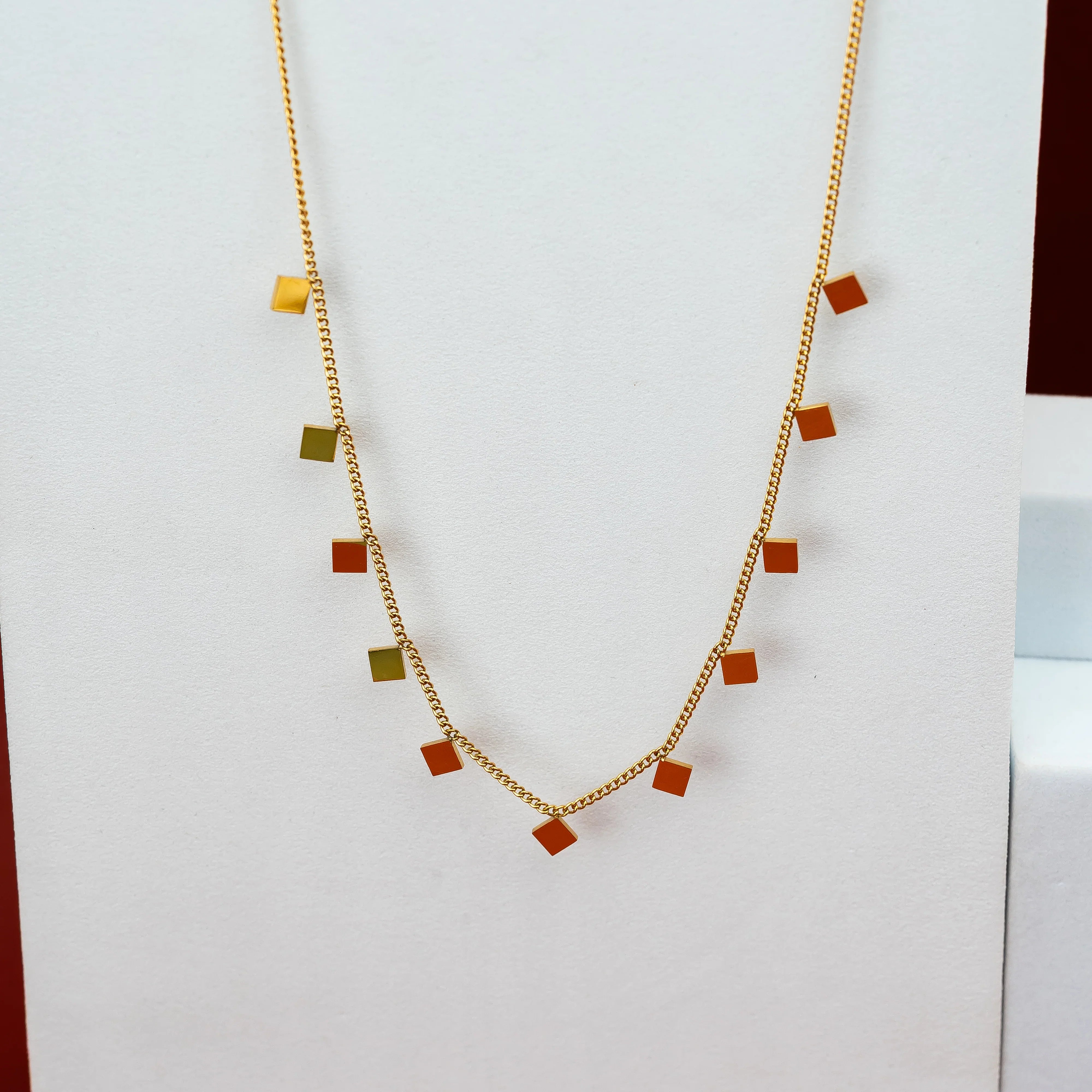Square charm necklace